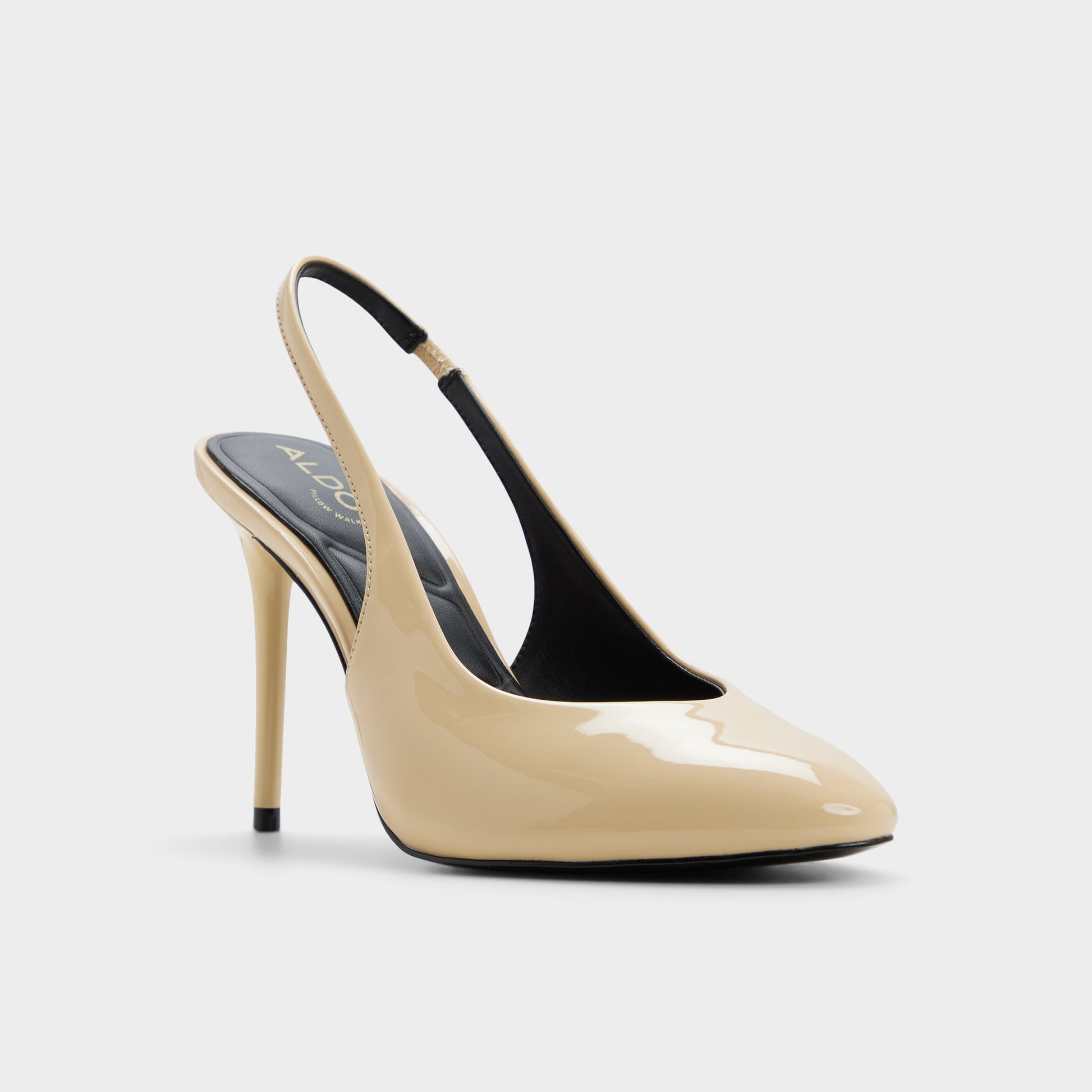 Three-quarter angle of Light yellow Annalore Slingback high heel's front side