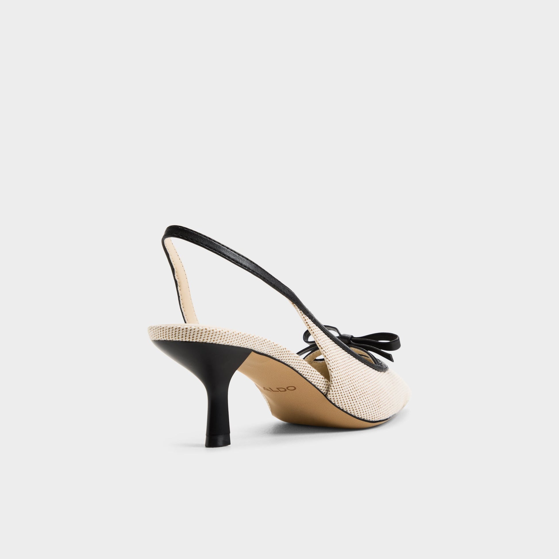 Three-quarter angle of Beige combo Philipa Sling back high heel's back side
