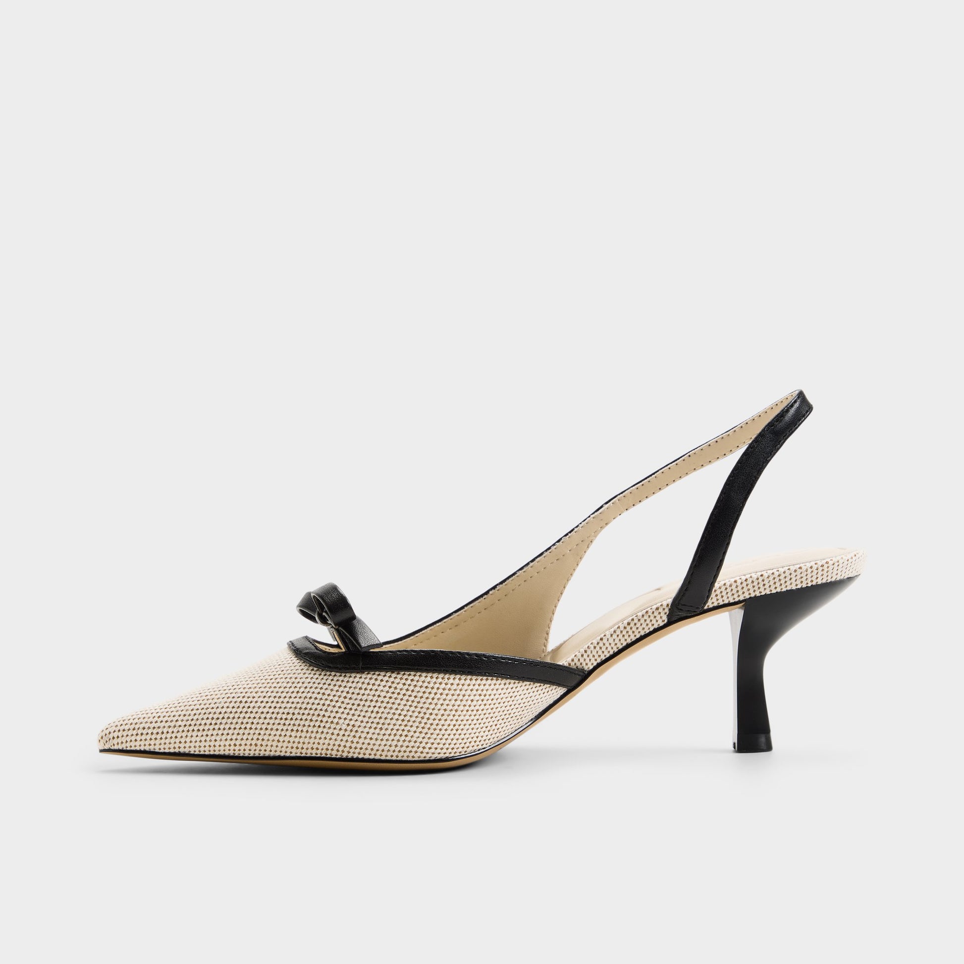 Side view of Beige combo Philipa Sling back high heel
