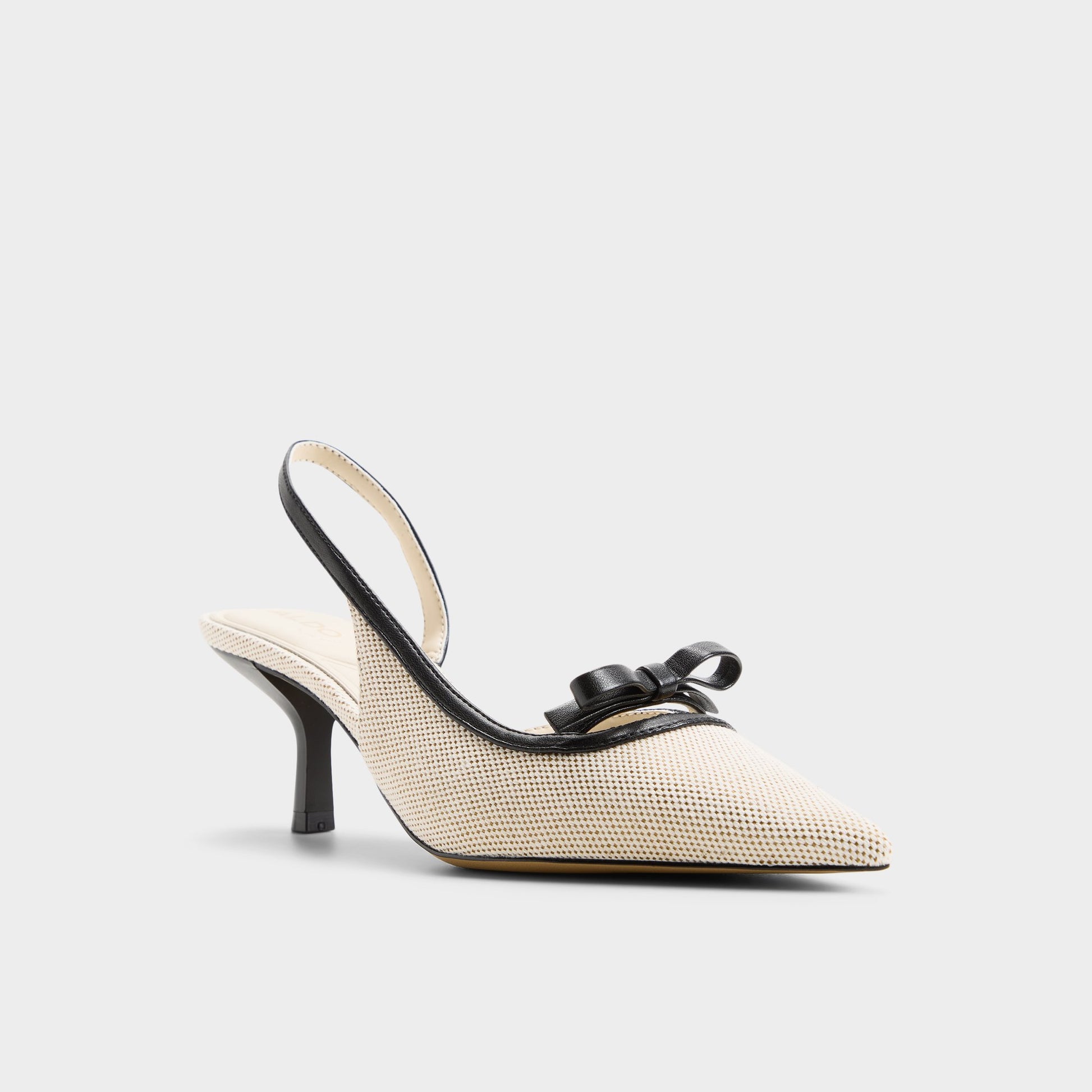 Three-quarter angle of Beige combo Philipa Sling back high heel's front side