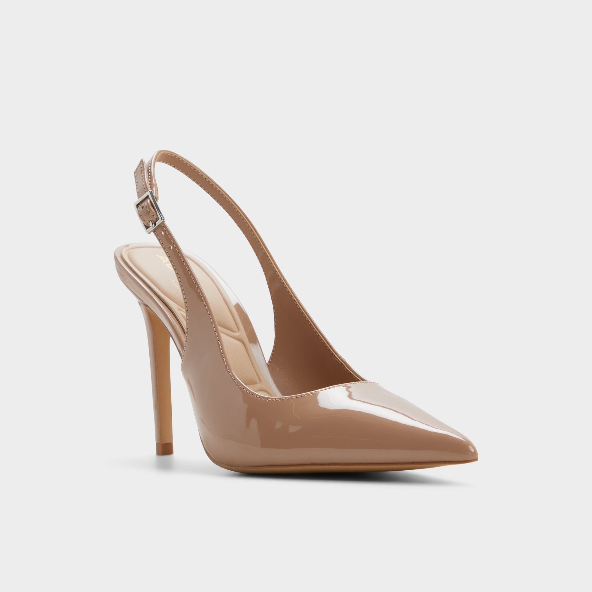 Three-quarter angle of Light brown Stessysling2.0 Sling back high heel's front side