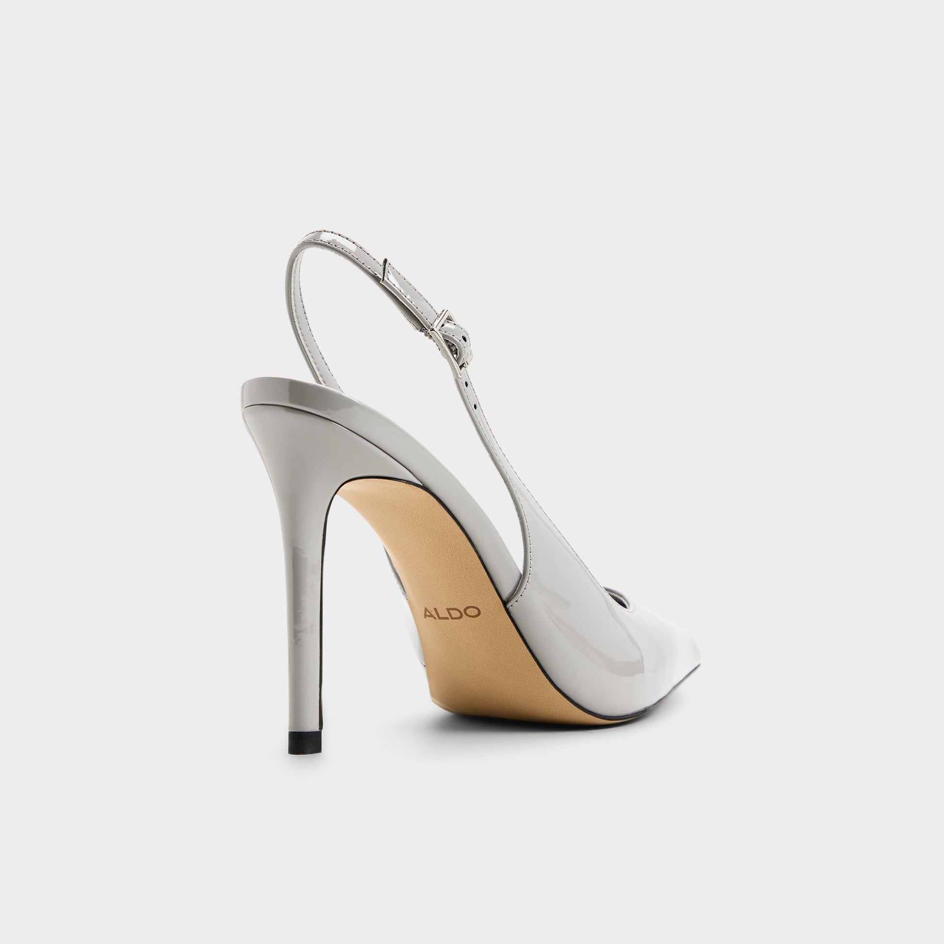Angle de trois quarts de l'arrière de Gris clair Stessysling2.0 Talon haut à bride arrière