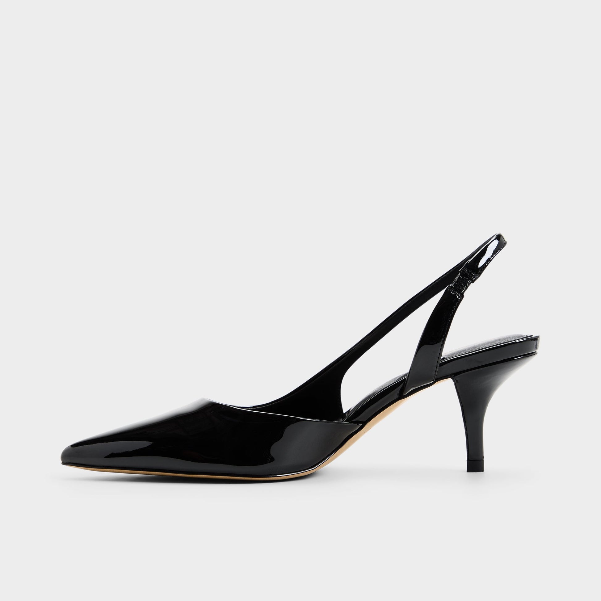 Vue latérale de Noir Stessylowsling Talon haut à bride arrière