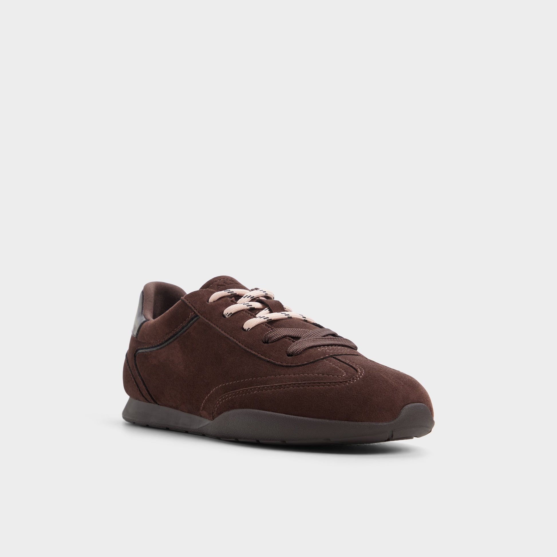 Three-quarter angle of Dark brown Lyvie Sneaker's front side