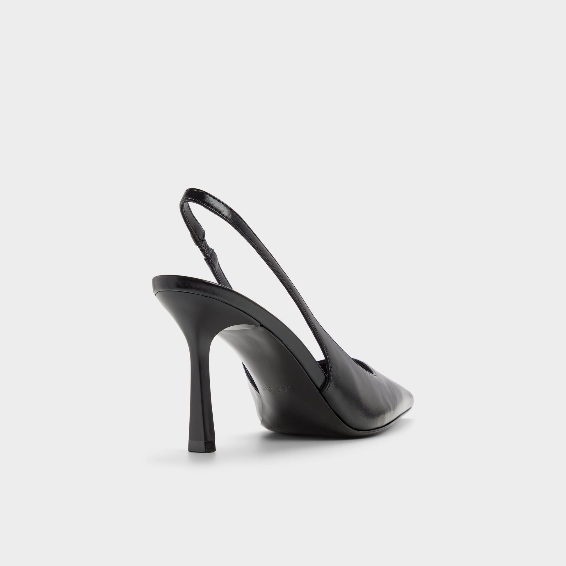 Three-quarter angle of Black Zailah Slingback high heel's back side