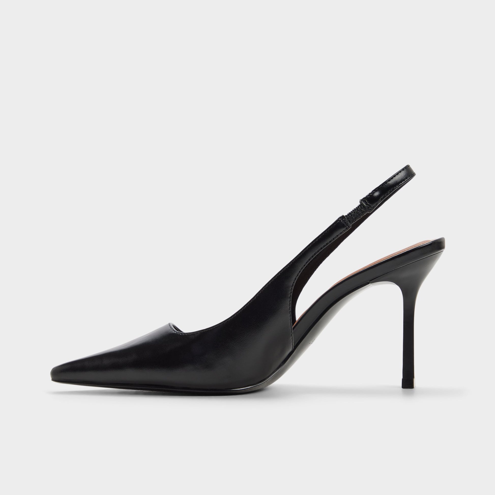 Side view of Black Zailah Slingback high heel