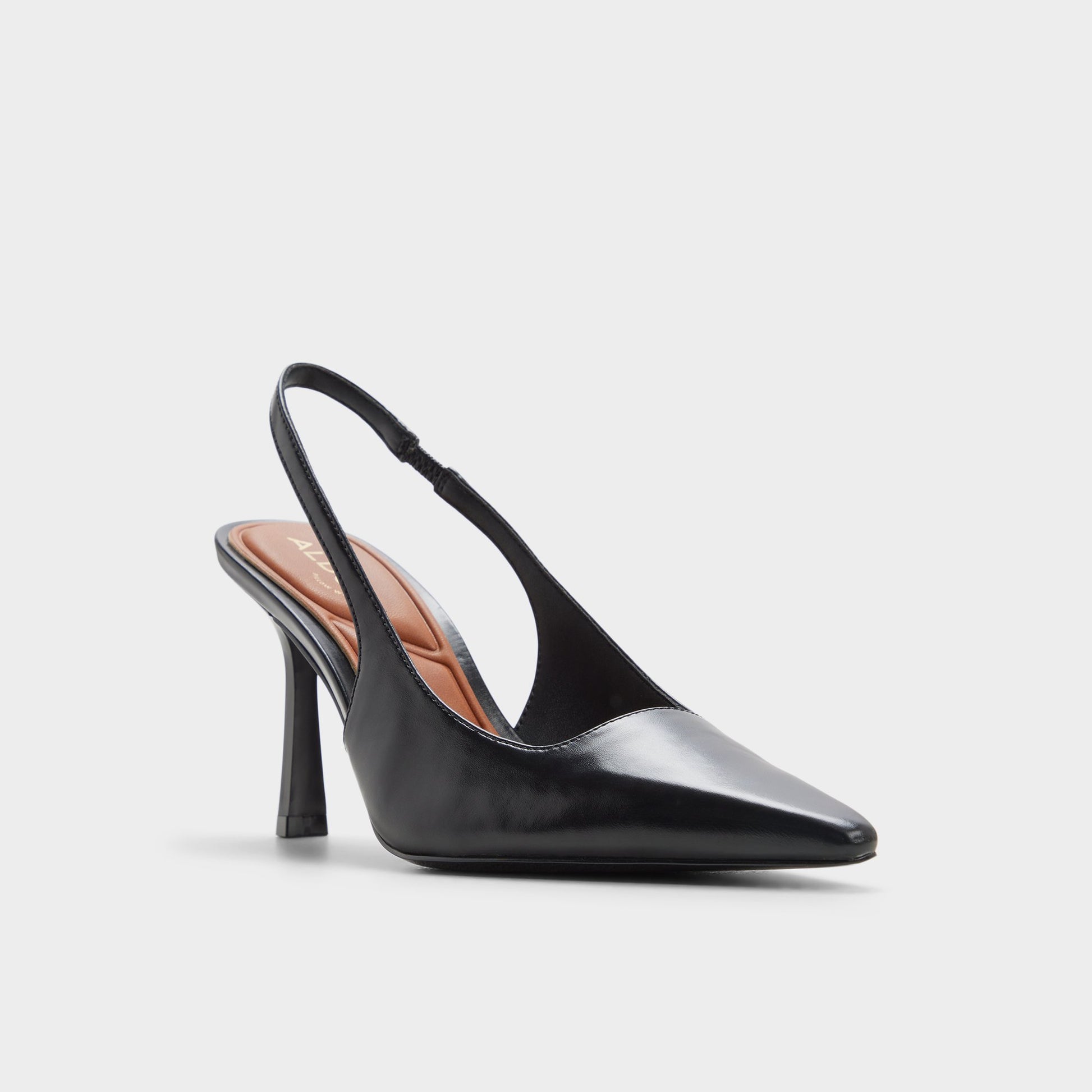 Three-quarter angle of Black Zailah Slingback high heel's front side