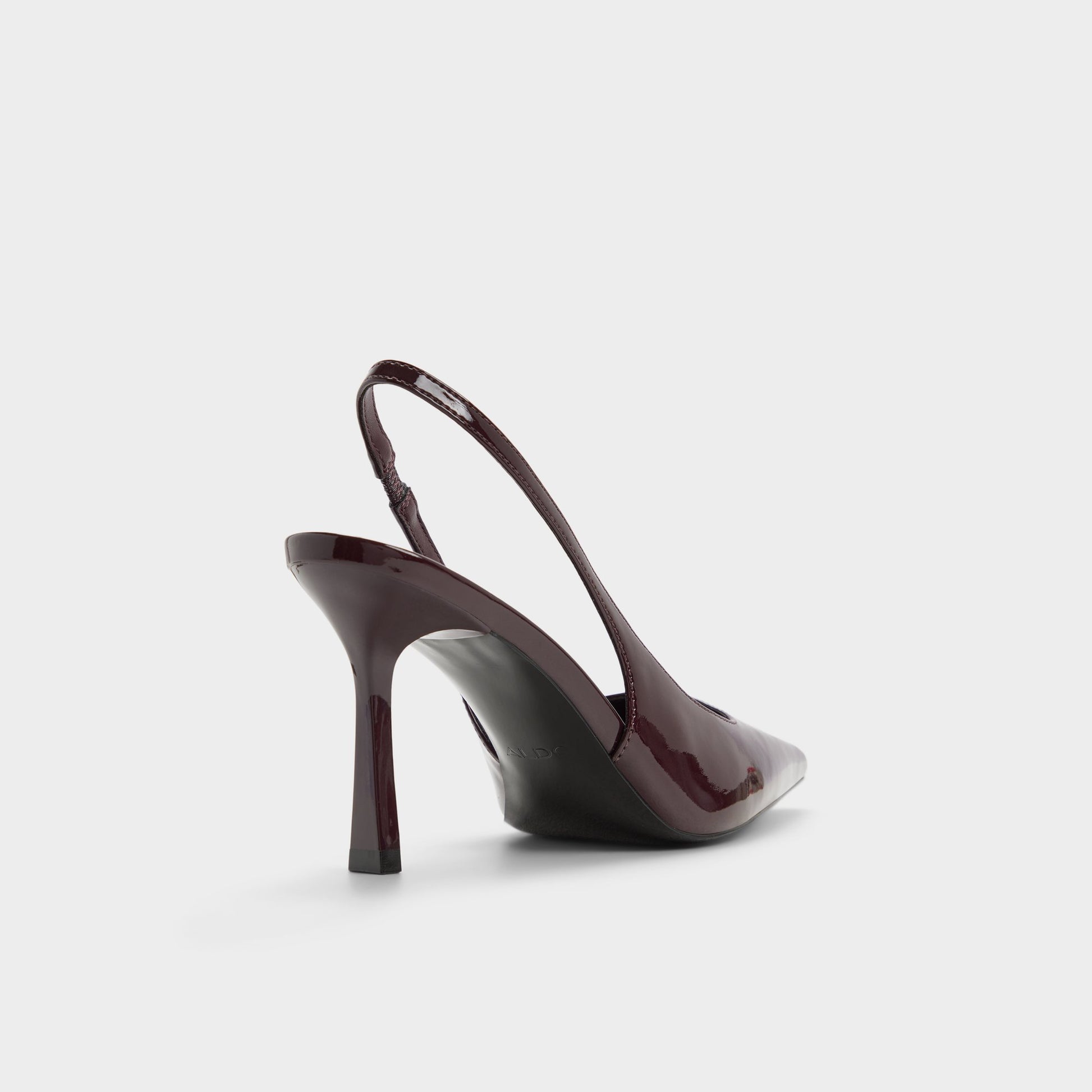 Three-quarter angle of Burgundy Zailah Slingback high heel's back side