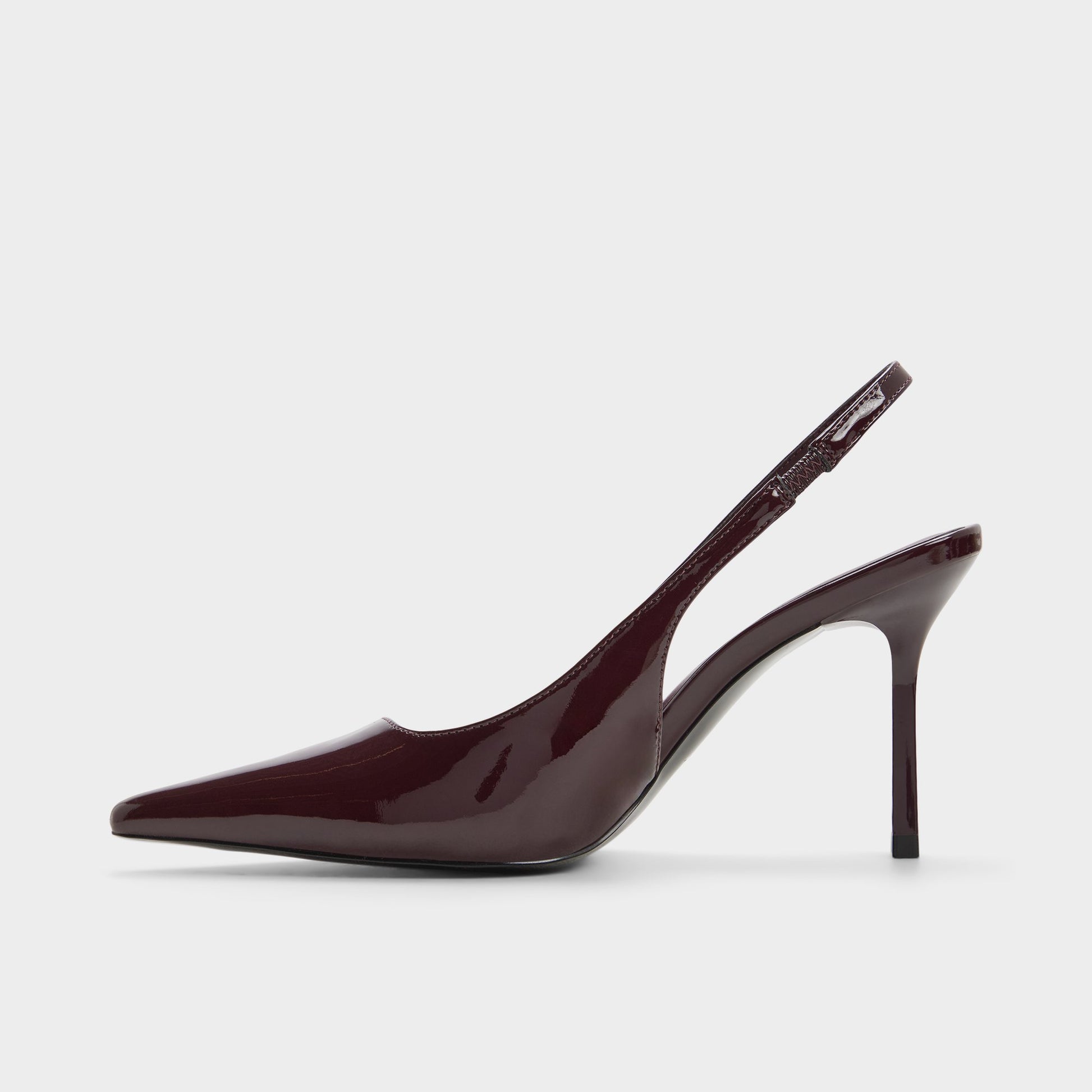 Side view of Burgundy Zailah Slingback high heel