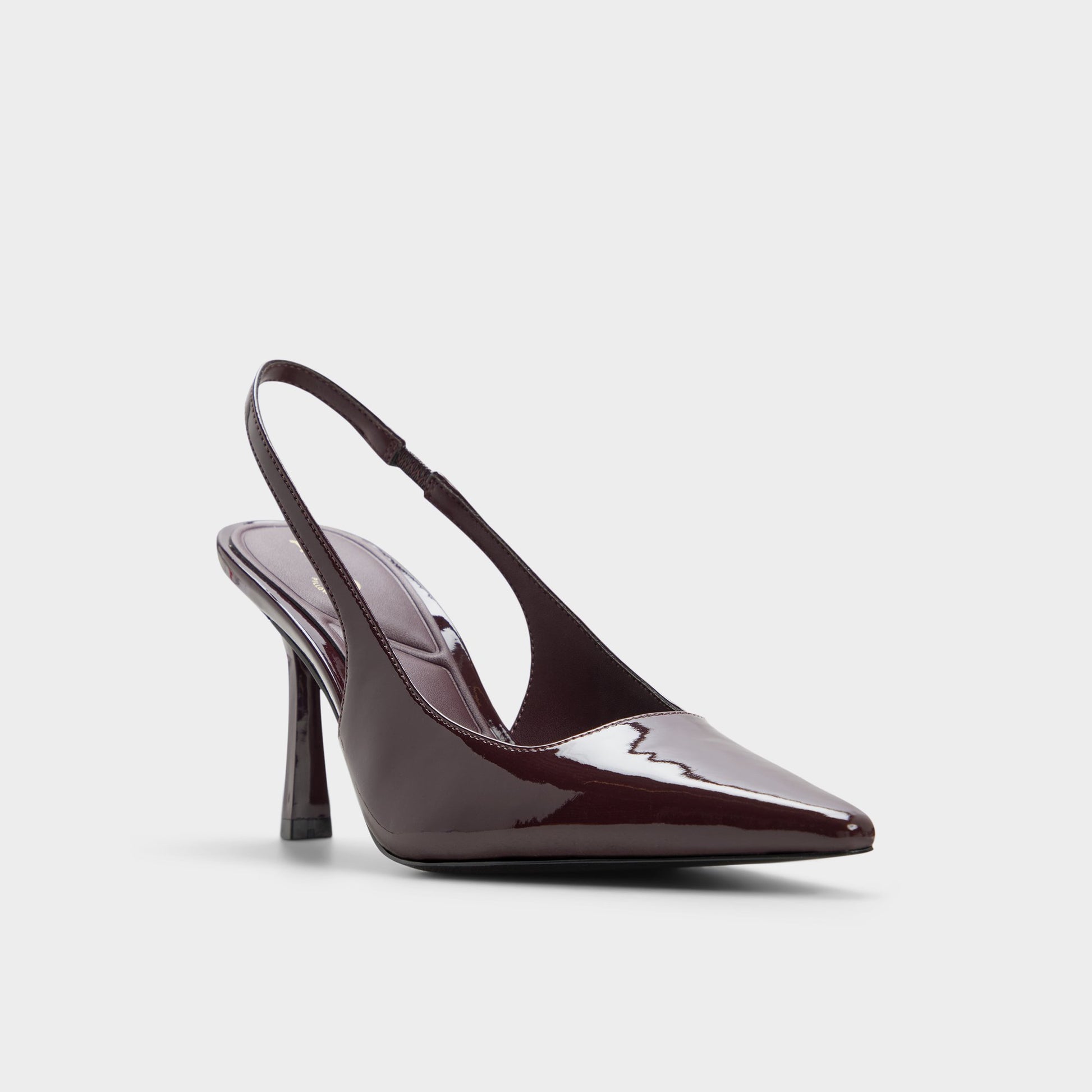 Three-quarter angle of Burgundy Zailah Slingback high heel's front side