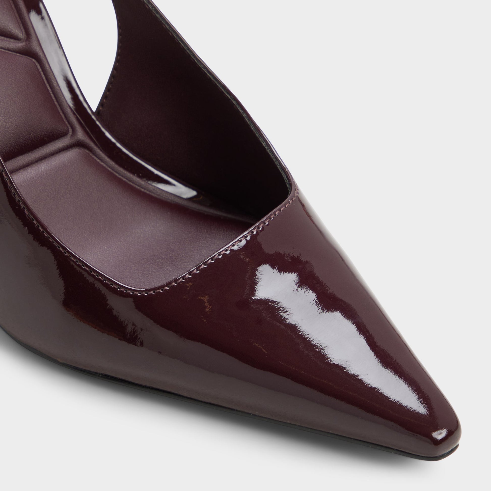 Close-up of the Burgundy Zailah Slingback high heel