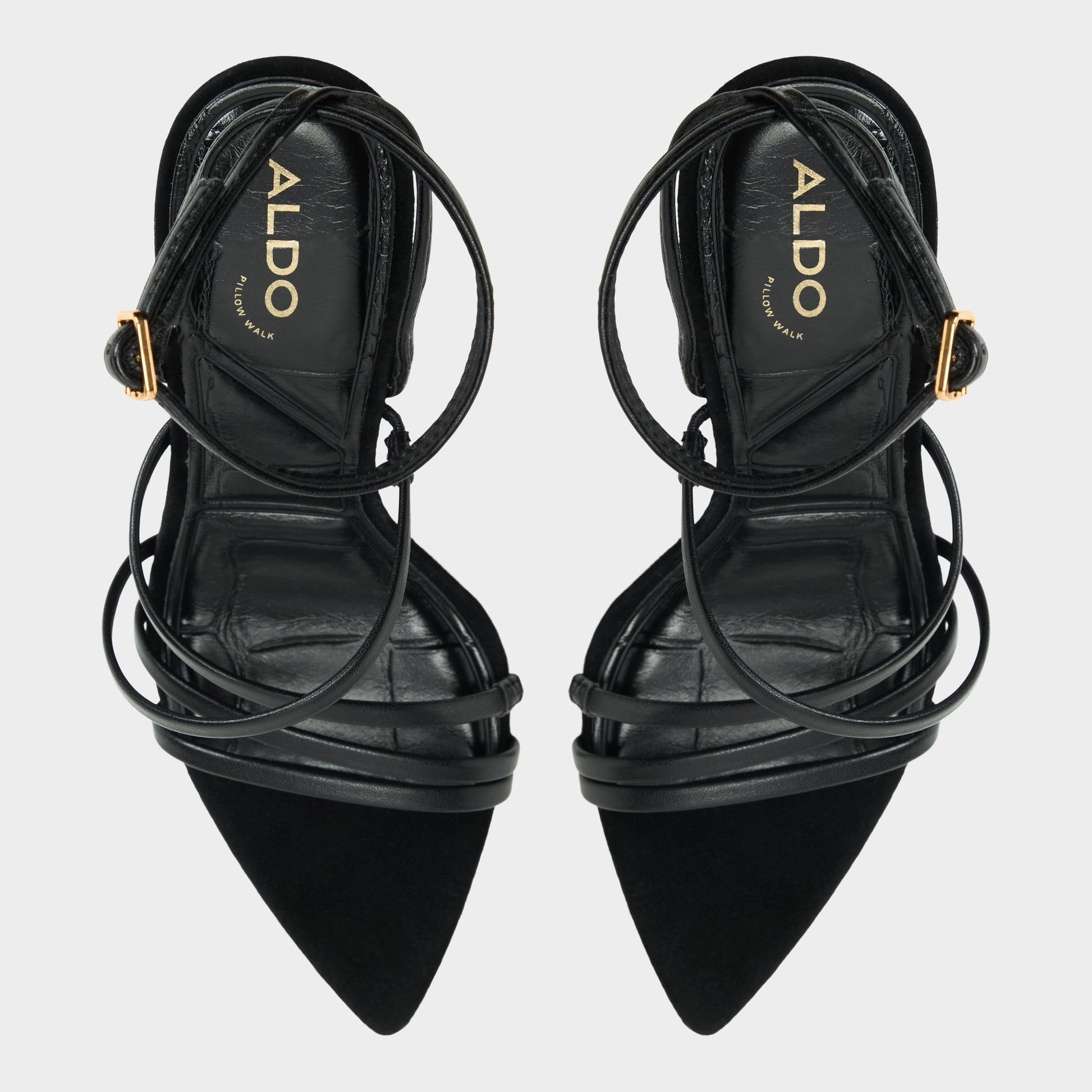 Top-down view of the Other black Solania Strappy heeled sandal