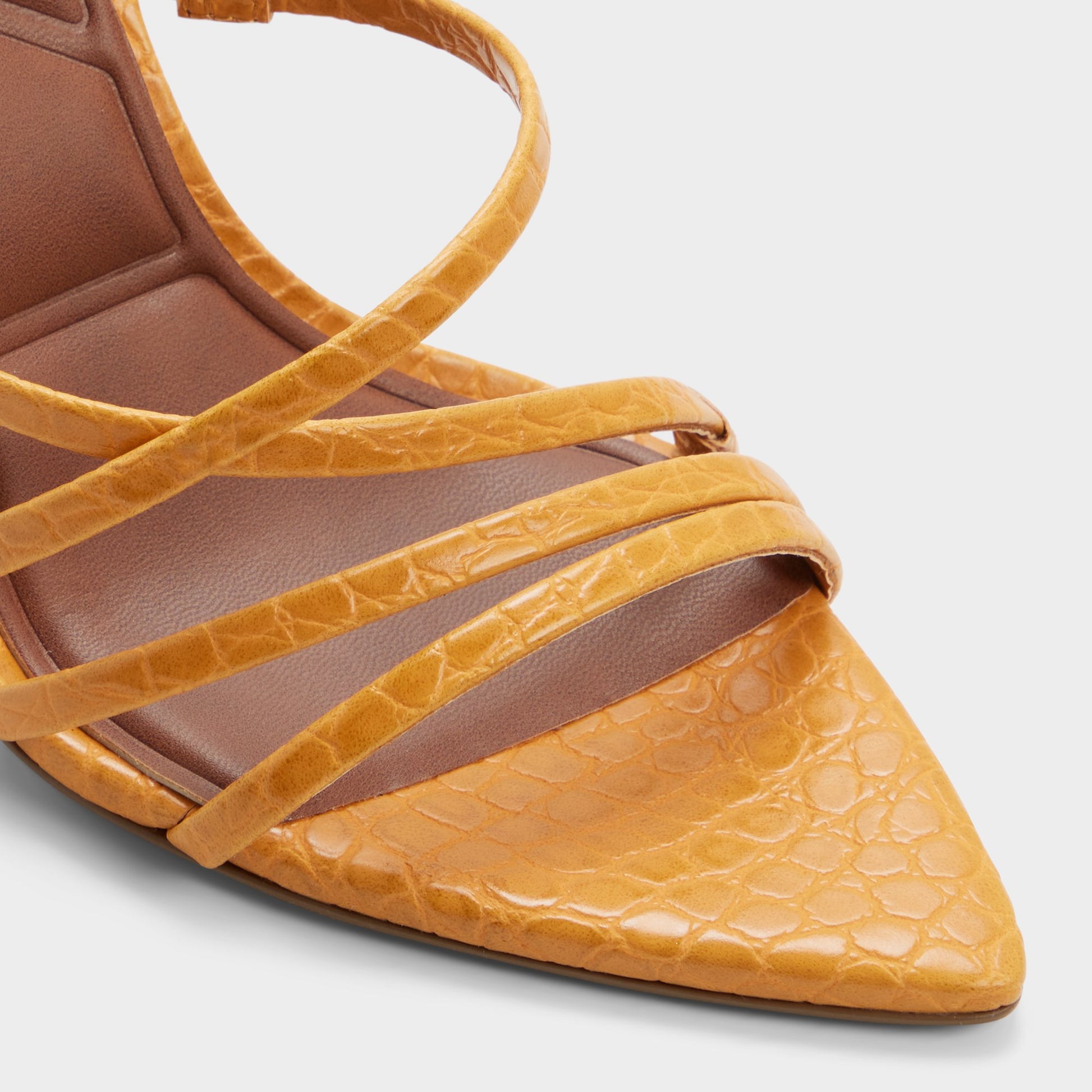 Close-up of the Dark yellow Solania Strappy heeled sandal
