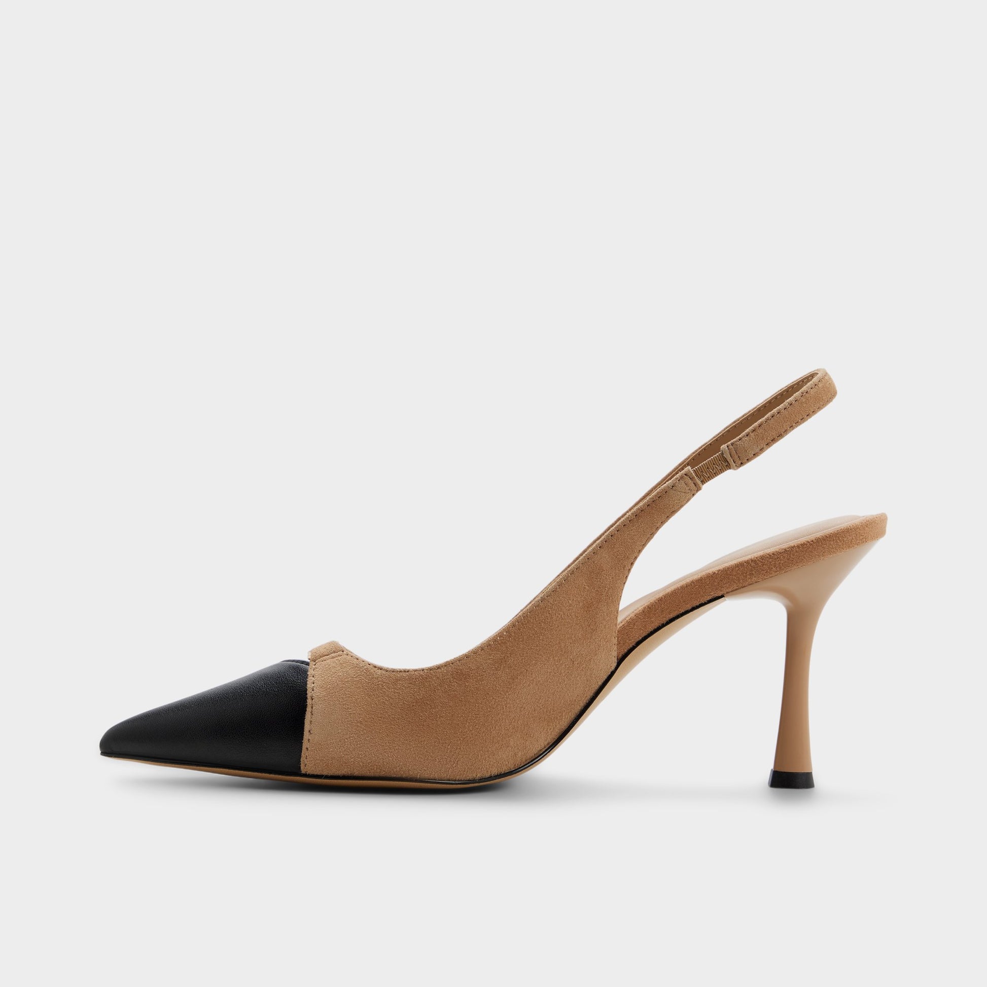 Side view of Medium brown Augustas Slingback high heel
