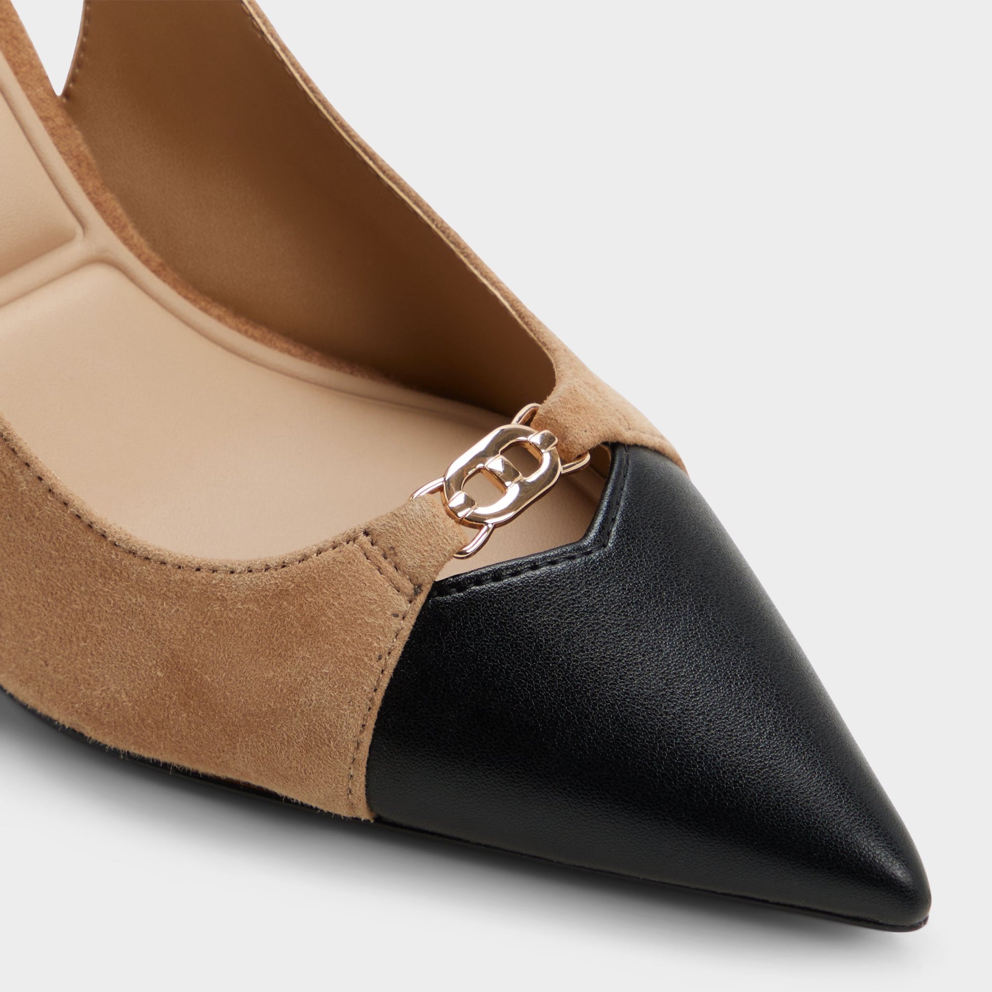 Close-up of the Medium brown Augustas Slingback high heel
