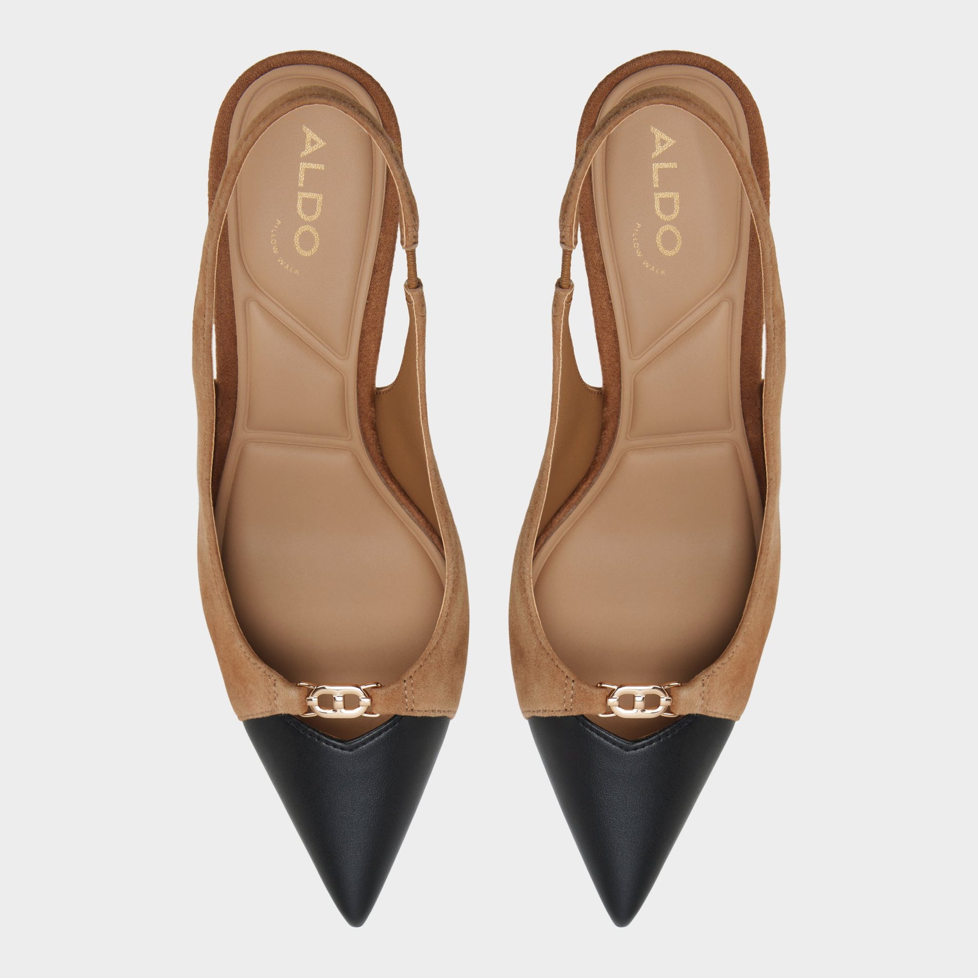 Top-down view of the Medium brown Augustas Slingback high heel