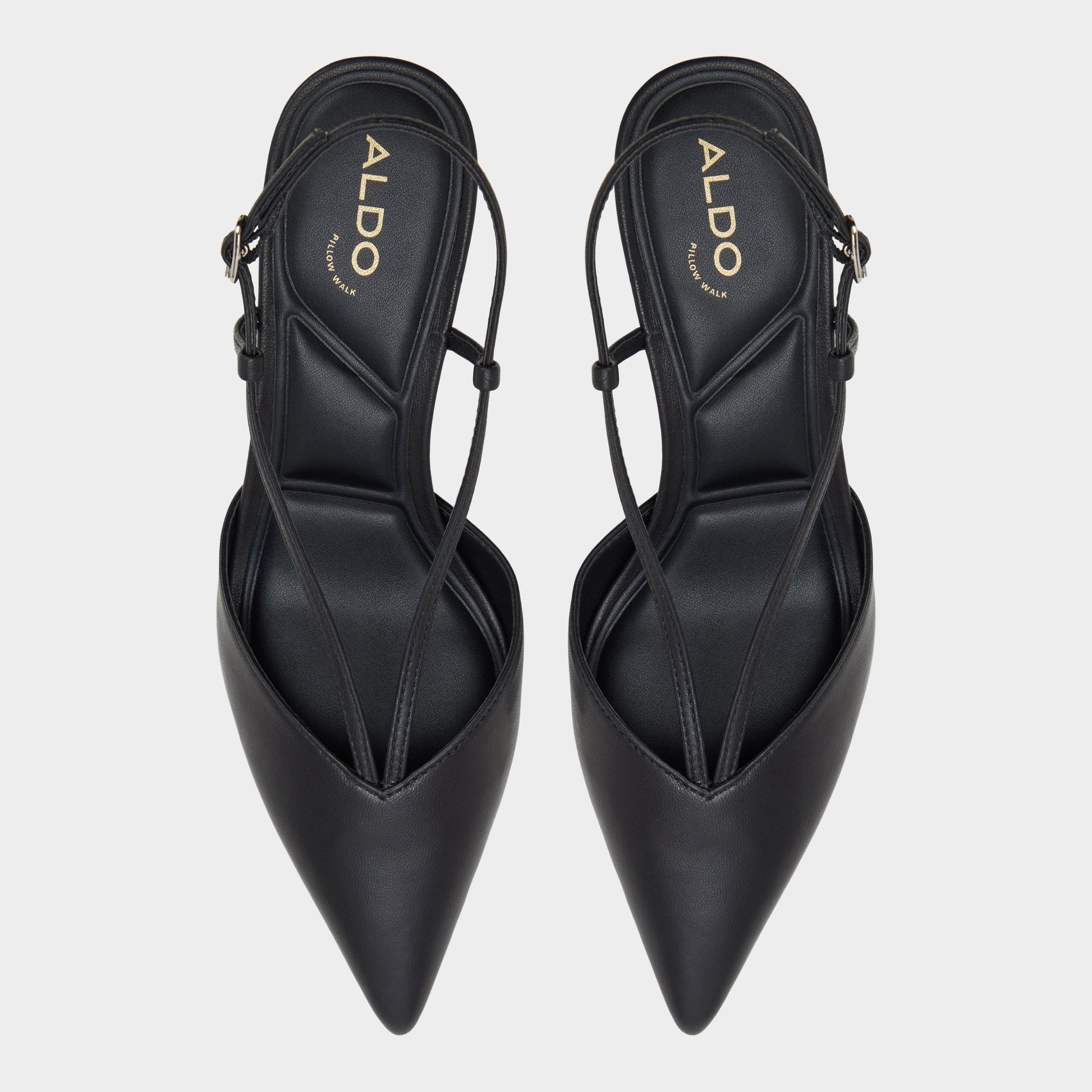 Top-down view of the Black Kaylin Slingback kitten heel