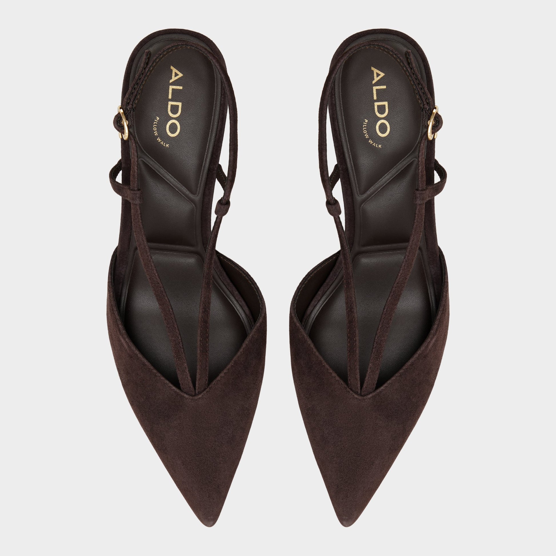 Top-down view of the Dark brown Kaylin Slingback kitten heel