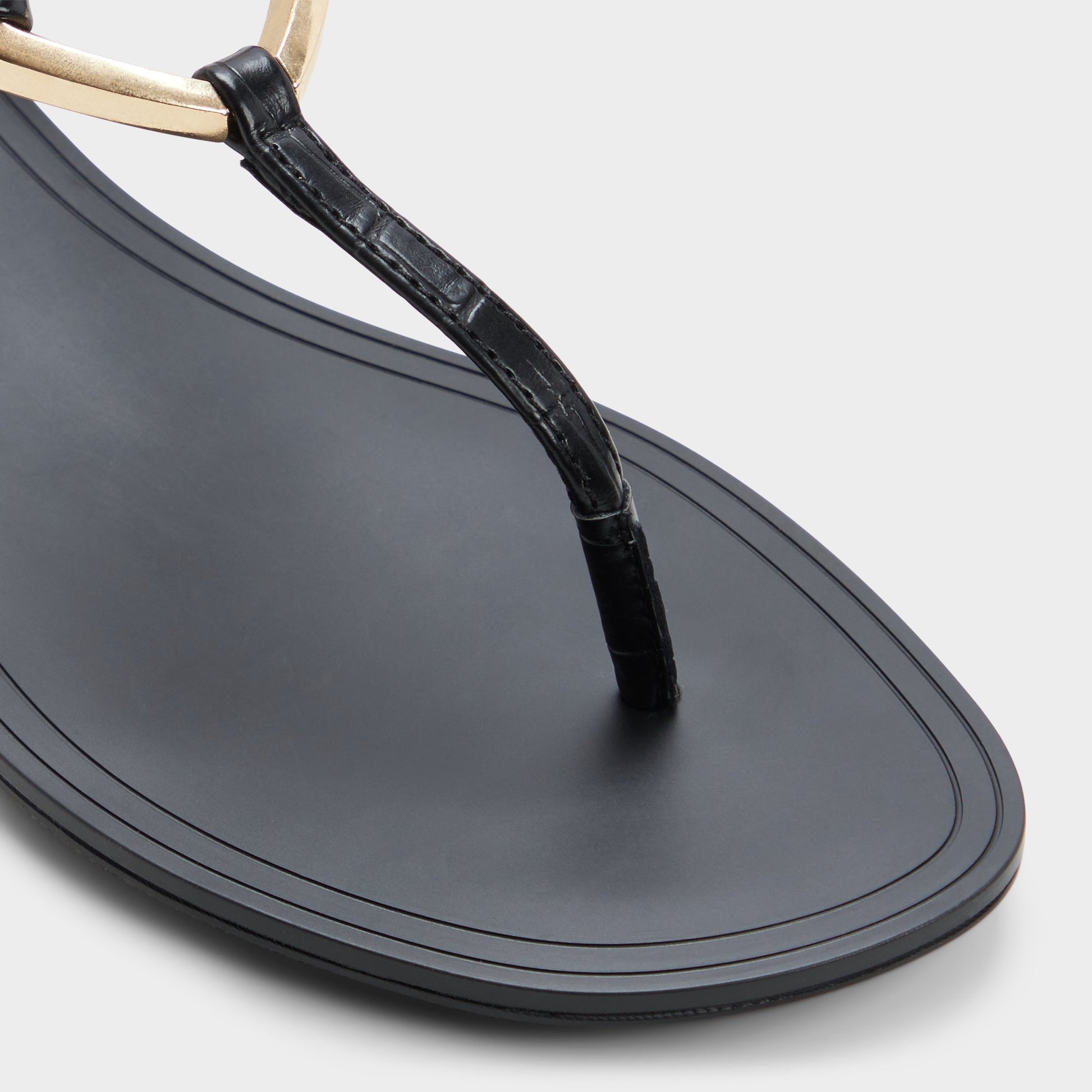 Close-up of the Black Alannah T-strap sandal
