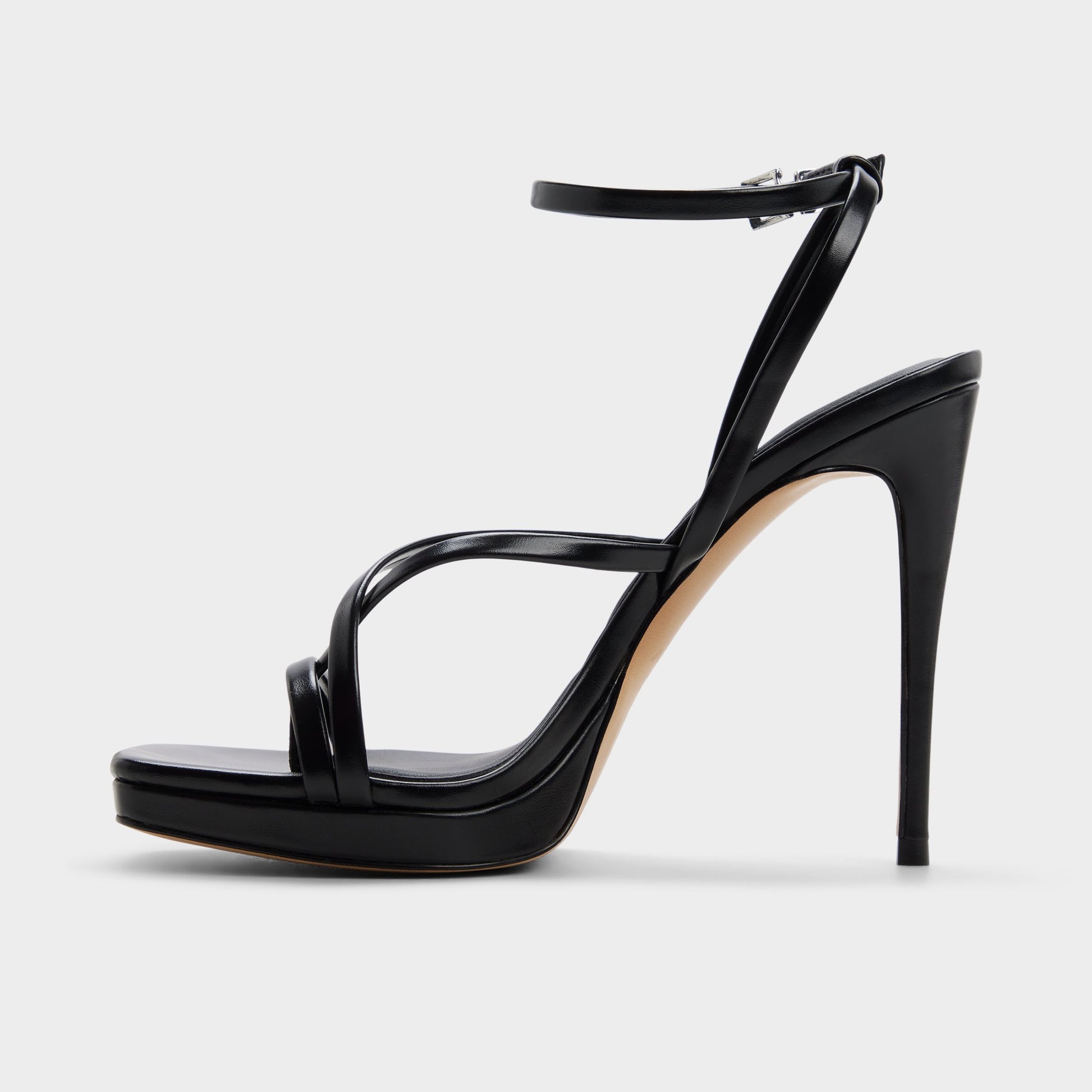 Side view of Black Cleadonn Strappy platform sandal
