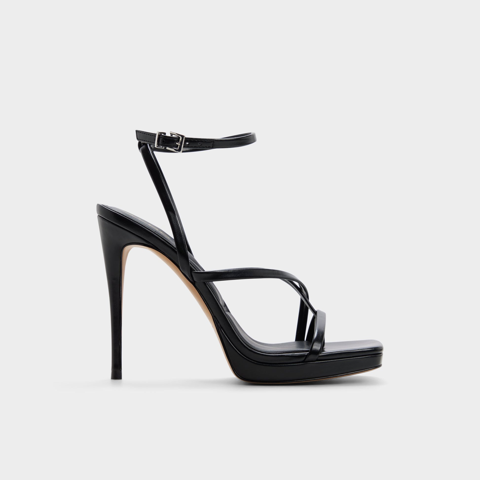 Main View of Black Cleadonn Strappy platform sandal for Womens
