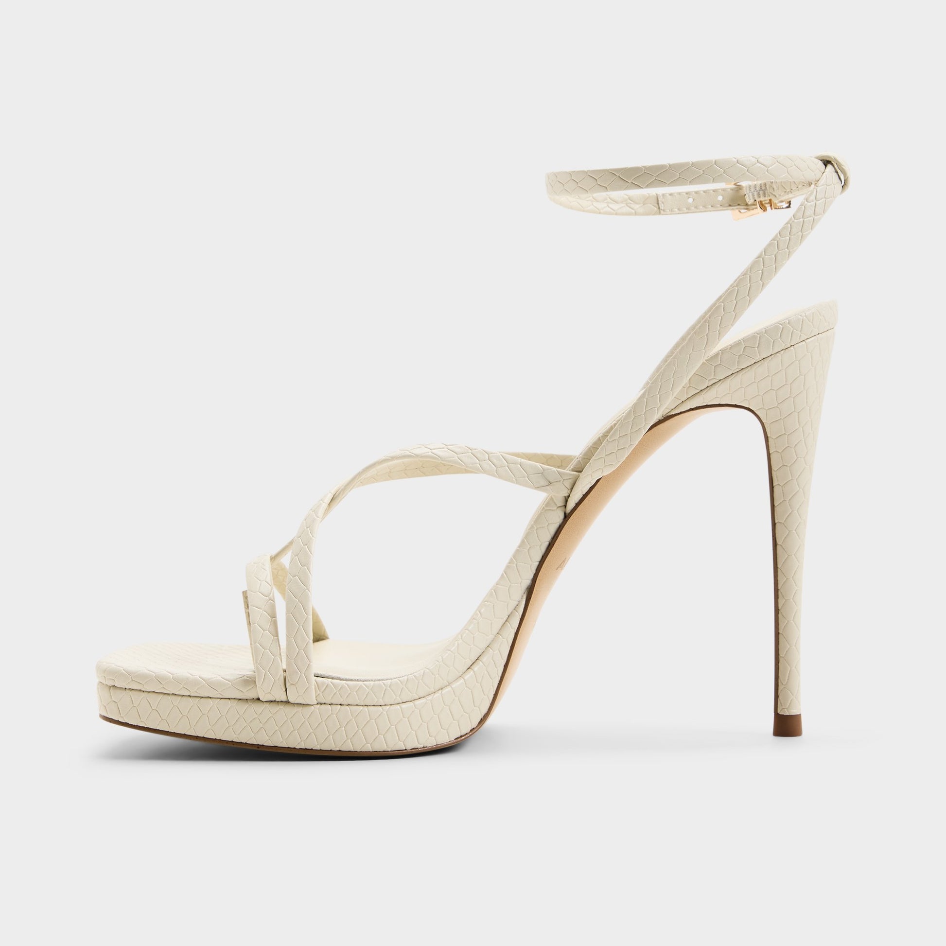 Side view of Cream Cleadonn Strappy platform sandal
