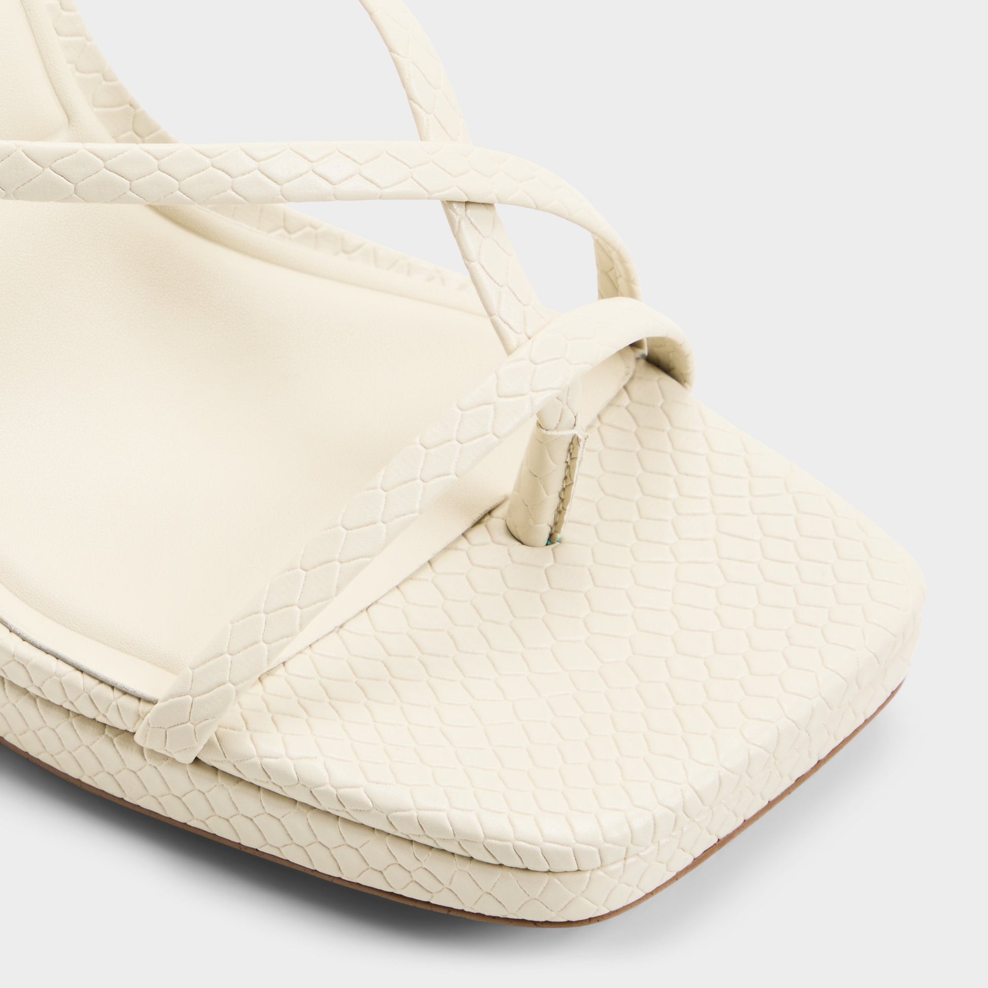 Close-up of the Cream Cleadonn Strappy platform sandal