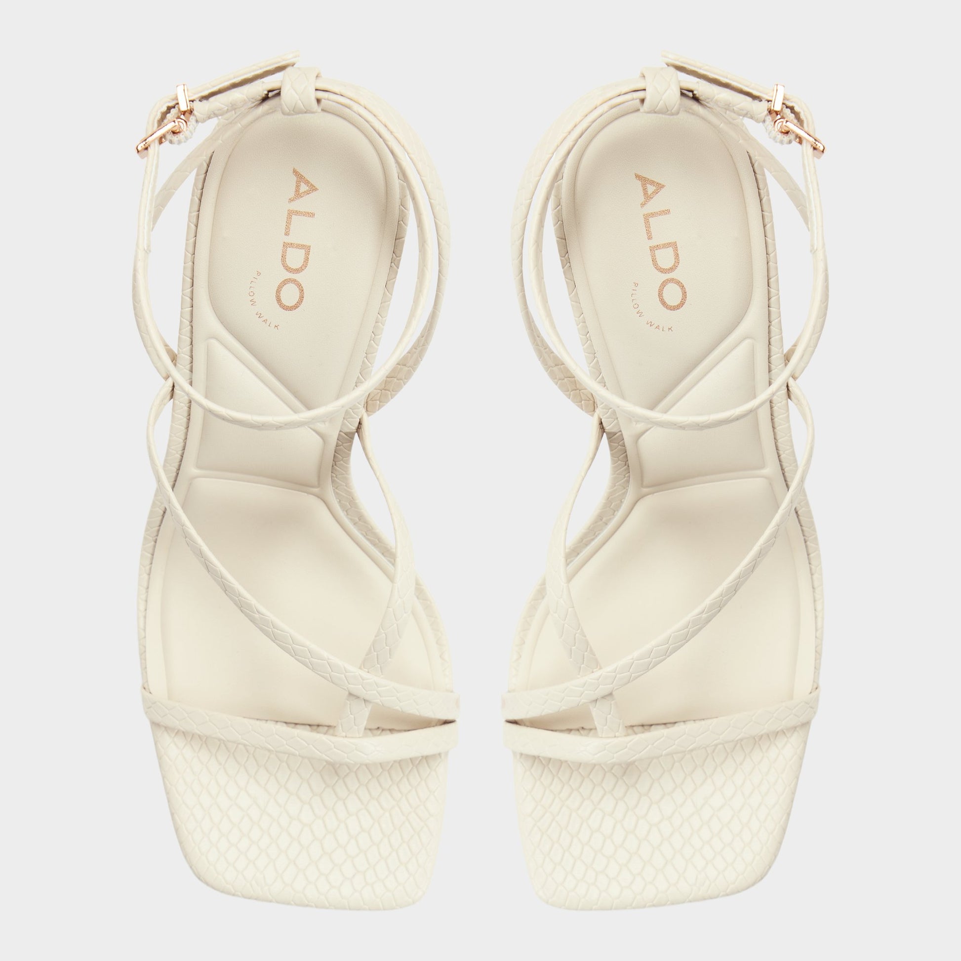 Top-down view of the Cream Cleadonn Strappy platform sandal