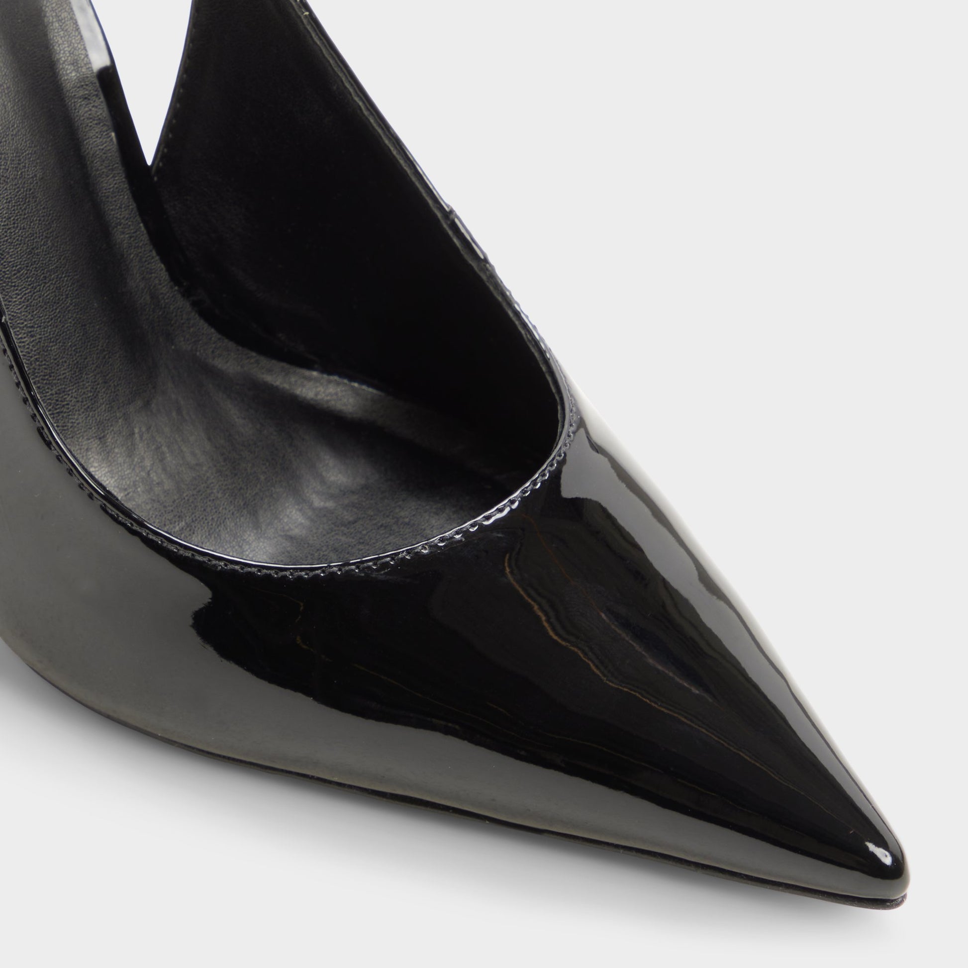 Close-up of the Black Stessywedge Slingback wedge heel