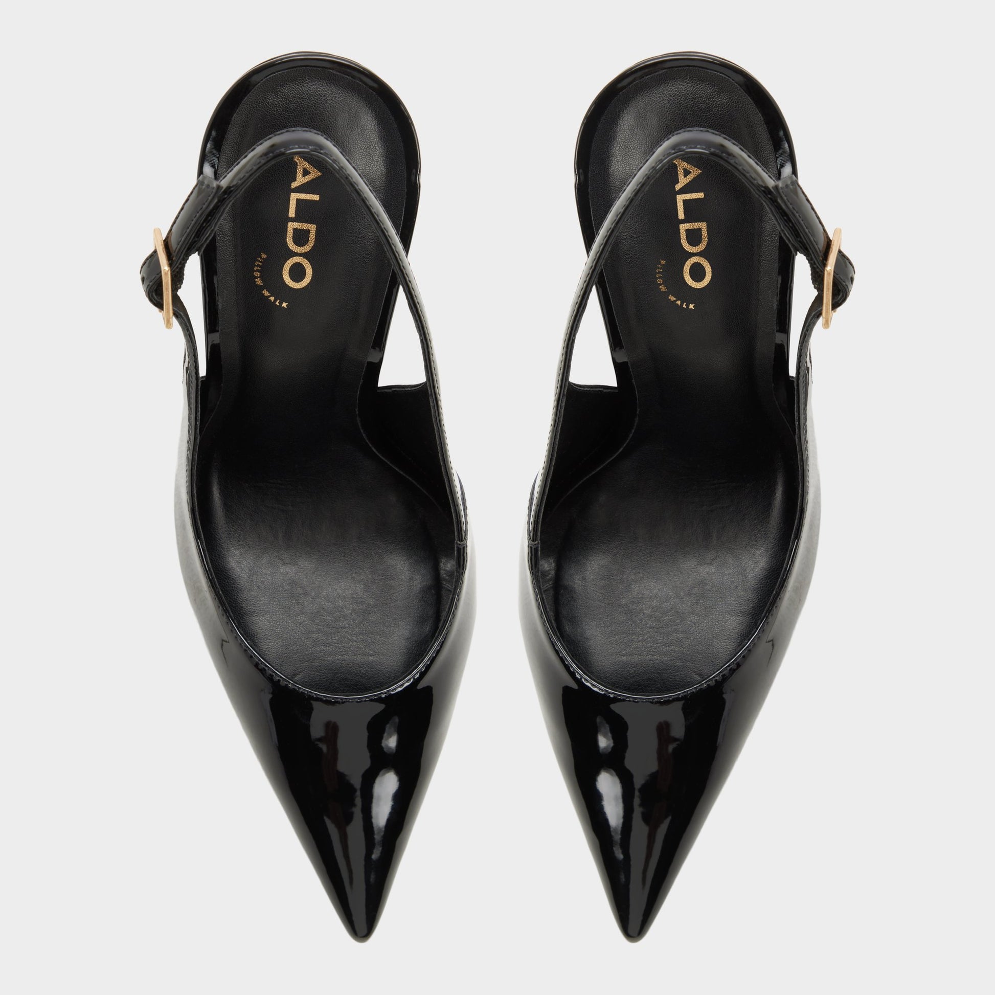 Top-down view of the Black Stessywedge Slingback wedge heel