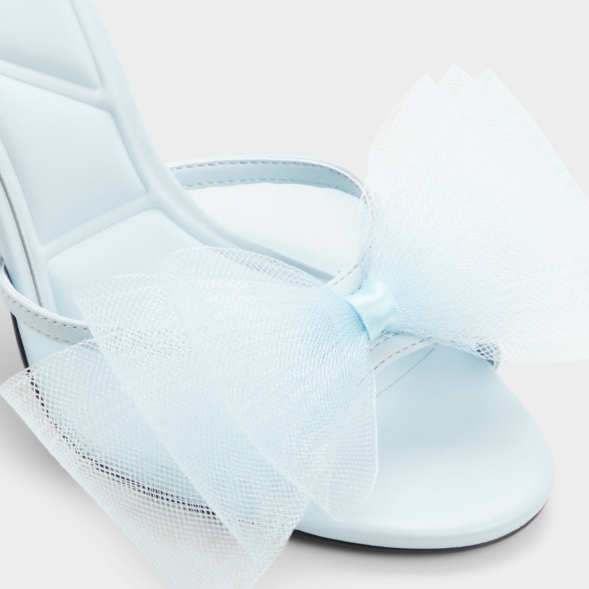 Close-up of the Sky blue Oceanne Heeled mule