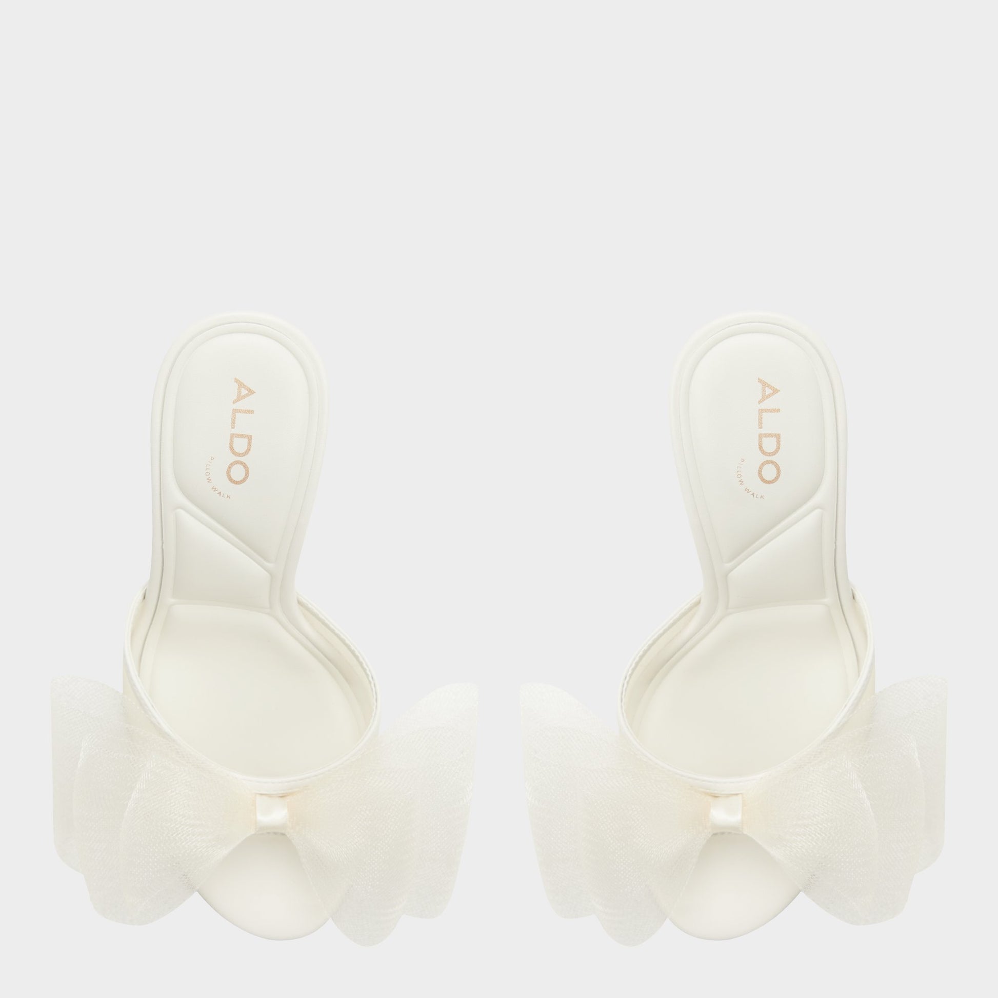 Top-down view of the White/bone Oceanne Heeled mule