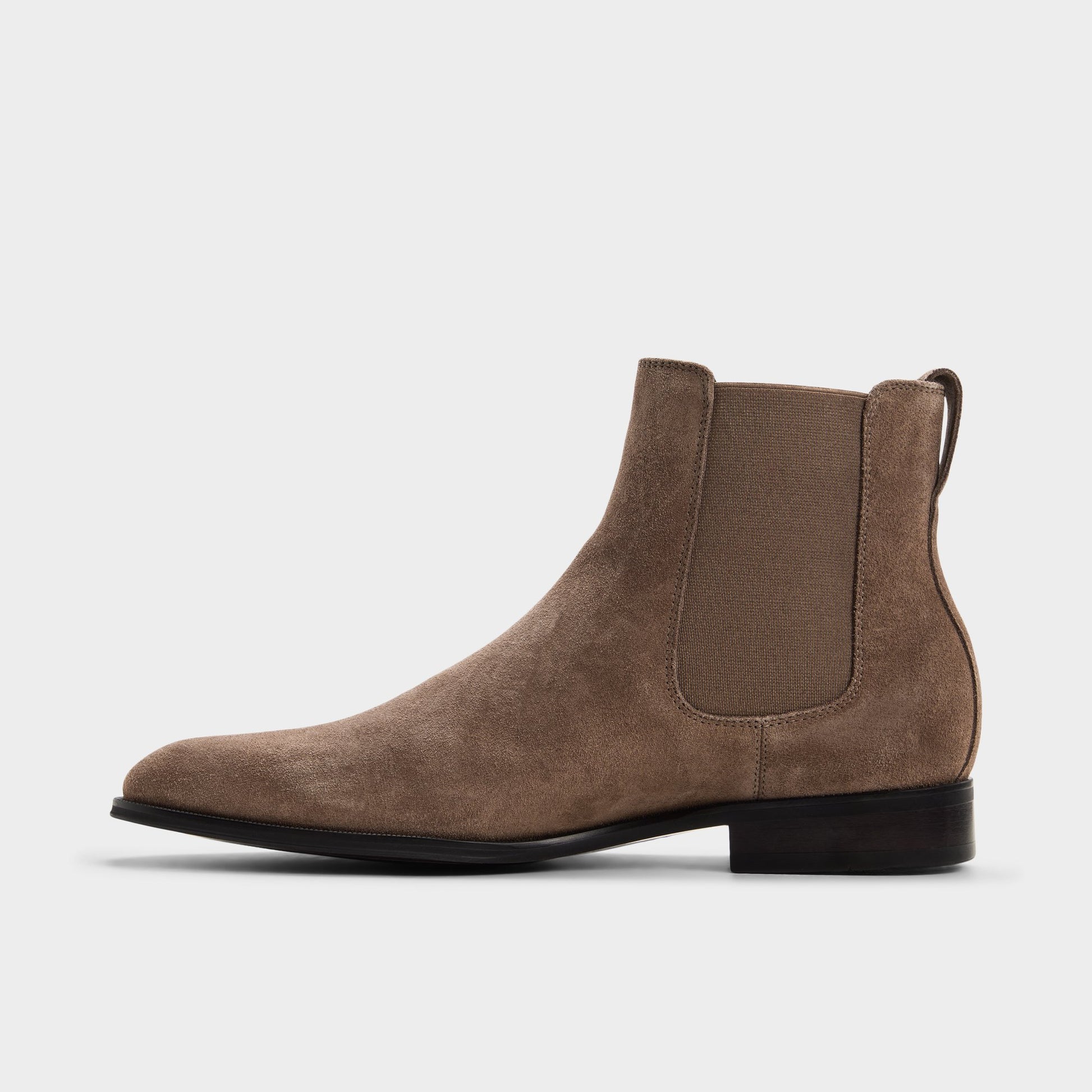 Side view of Taupe Caspen Chelsea boot