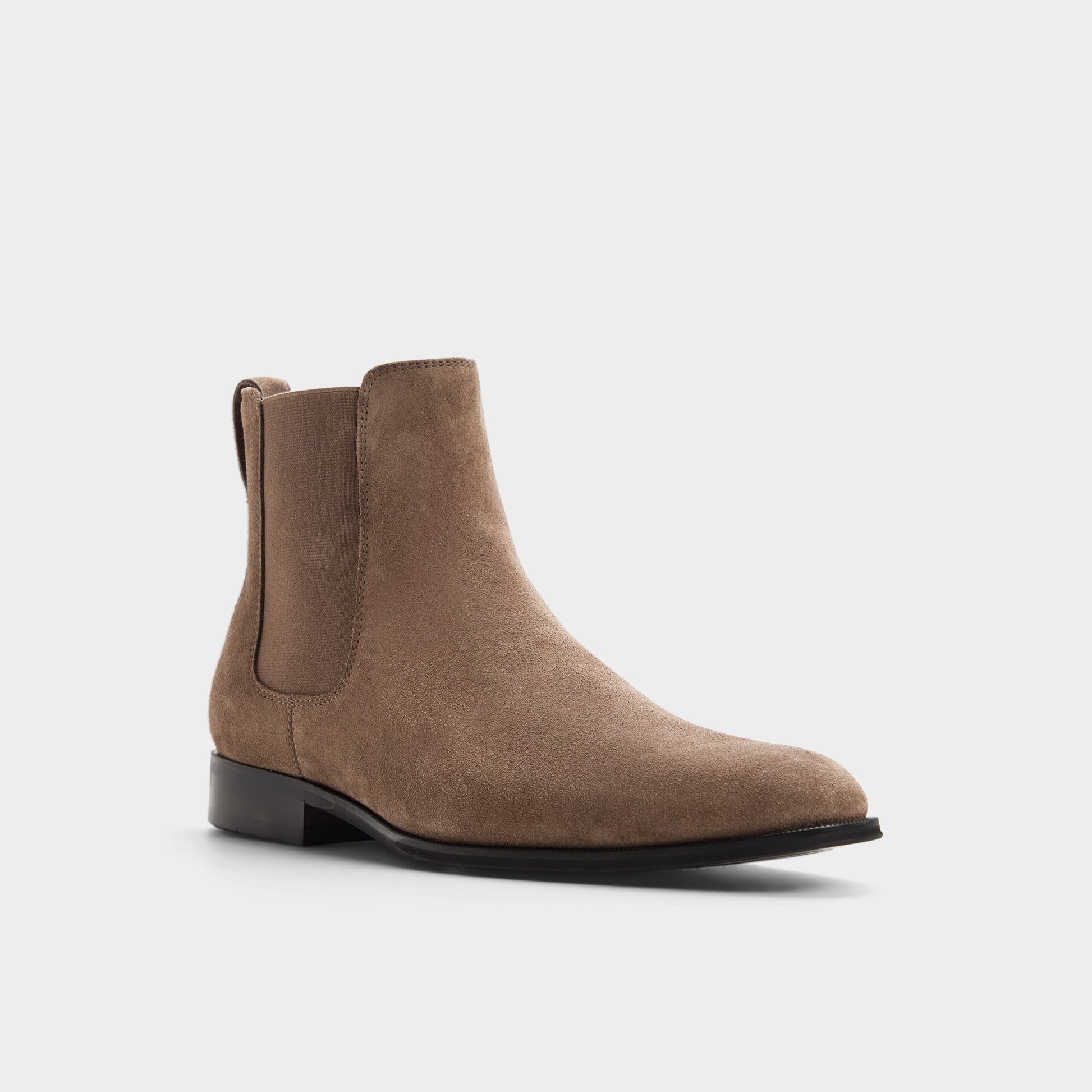 Three-quarter angle of Taupe Caspen Chelsea boot's front side