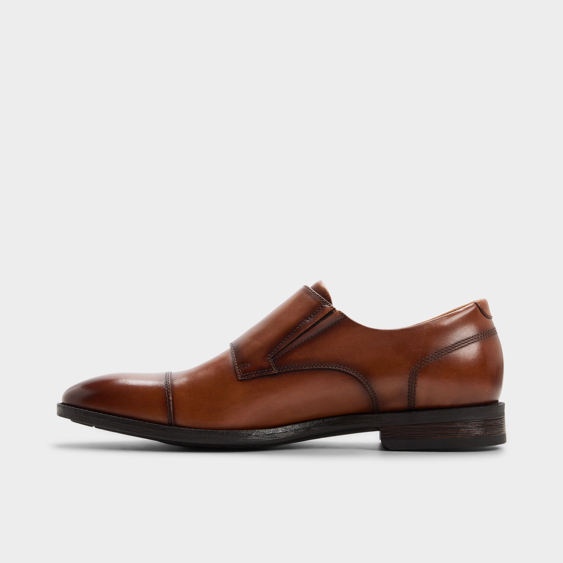 Side view of Cognac Gilberto Monkstrap loafer