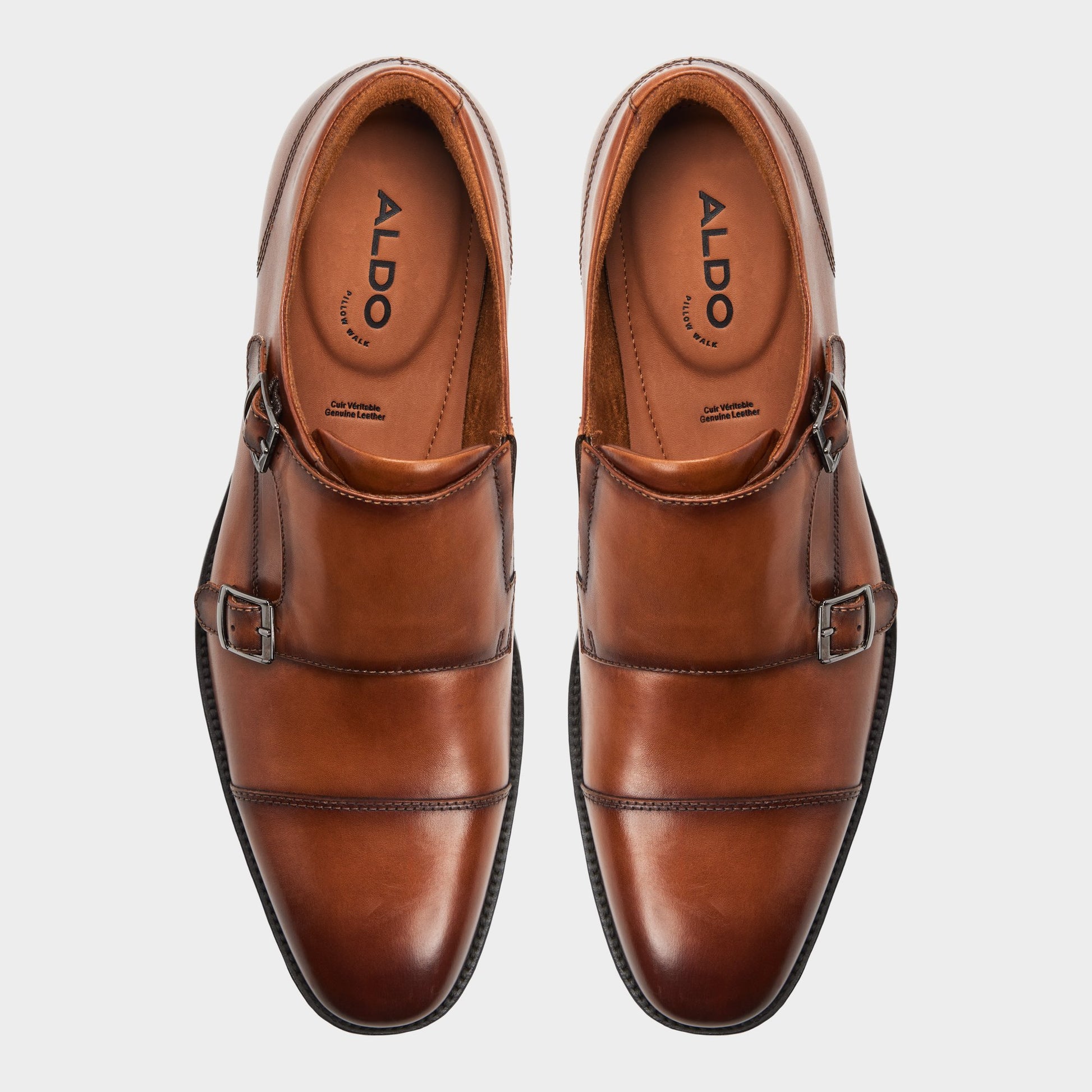 Top-down view of the Cognac Gilberto Monkstrap loafer