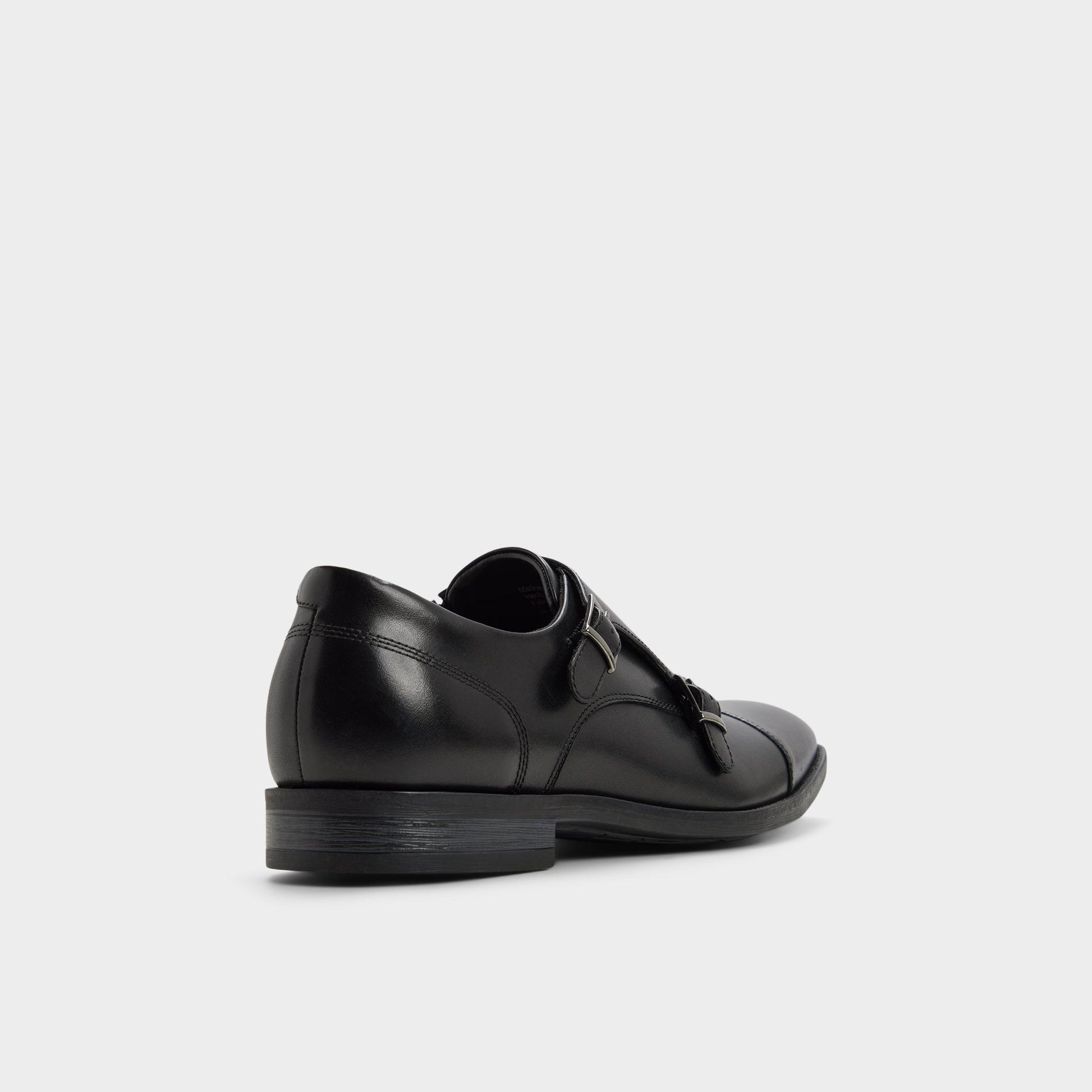 Three-quarter angle of Black Gilberto Monkstrap loafer's back side