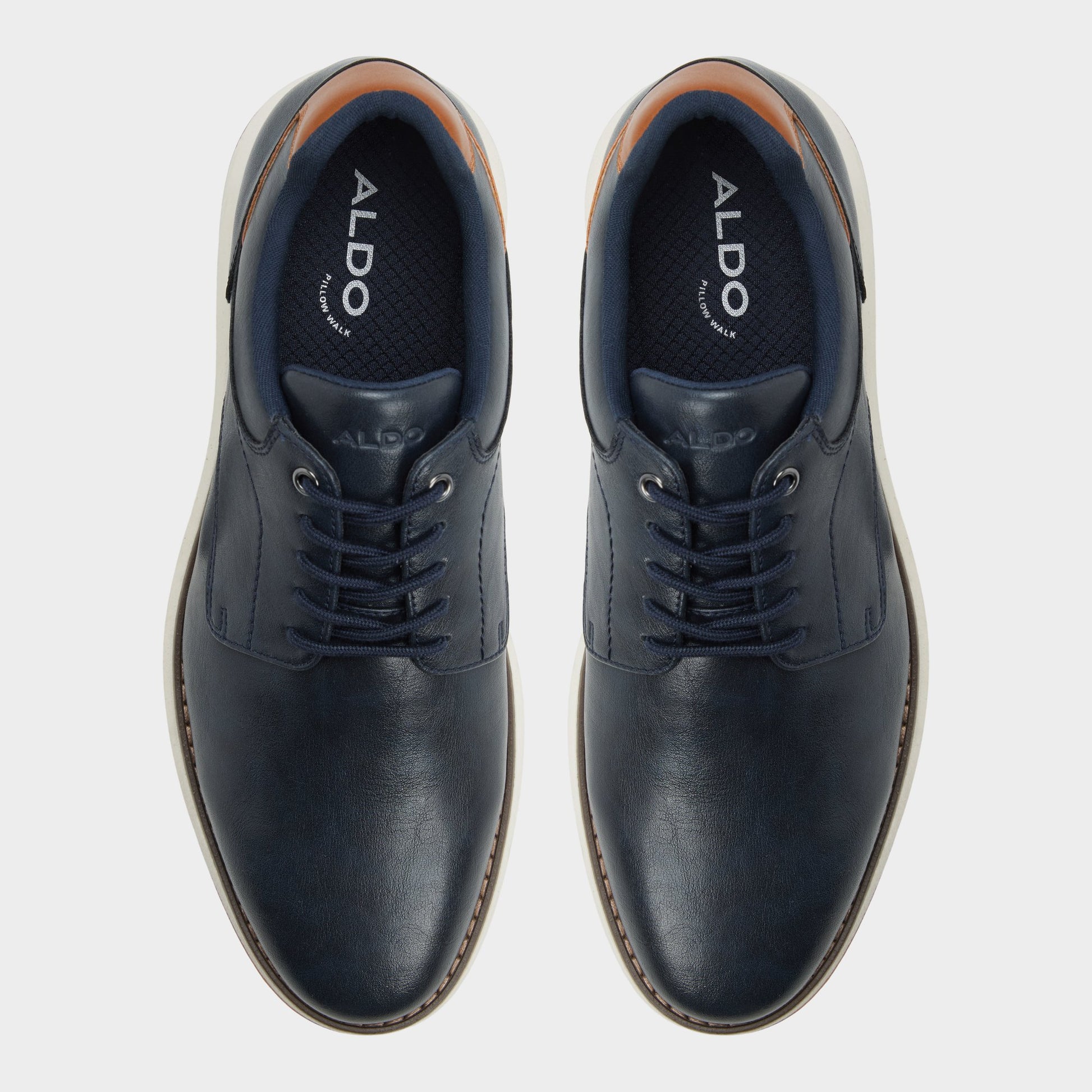 Top-down view of the Navy Kaplan Oxford shoe