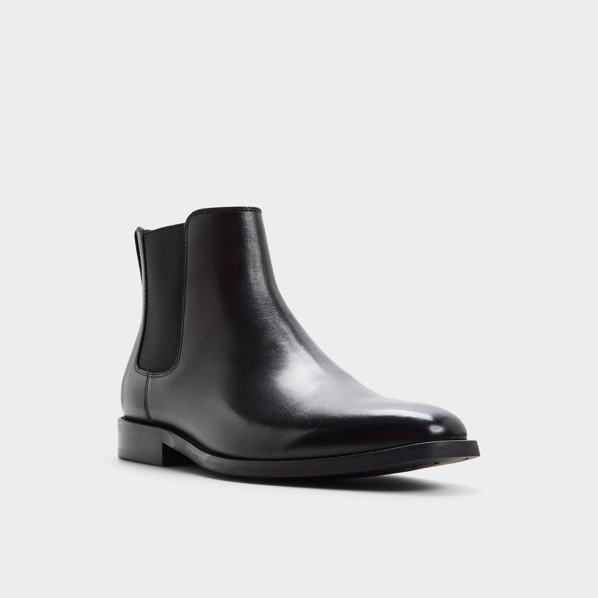 Three-quarter angle of Black Wentz Chelsea boot's front side
