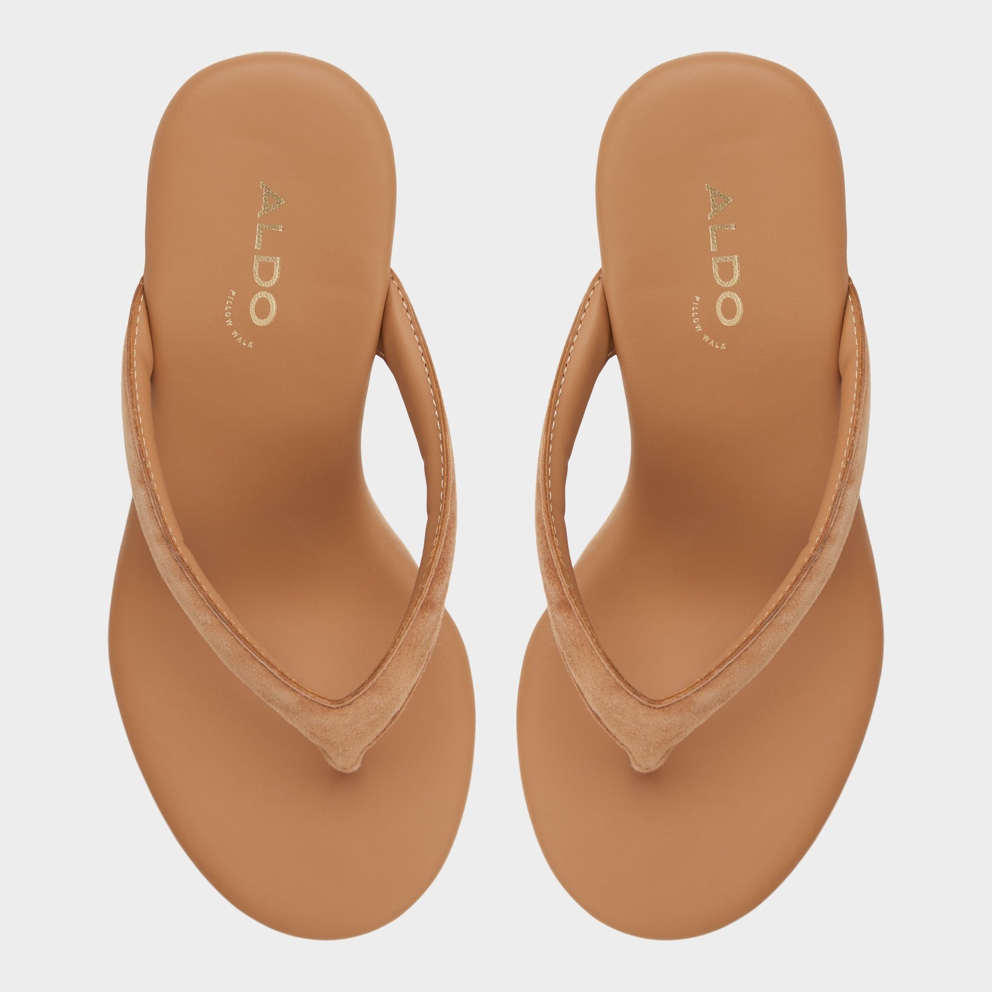 Top-down view of the Medium brown Isabelia Wedge thong sandal