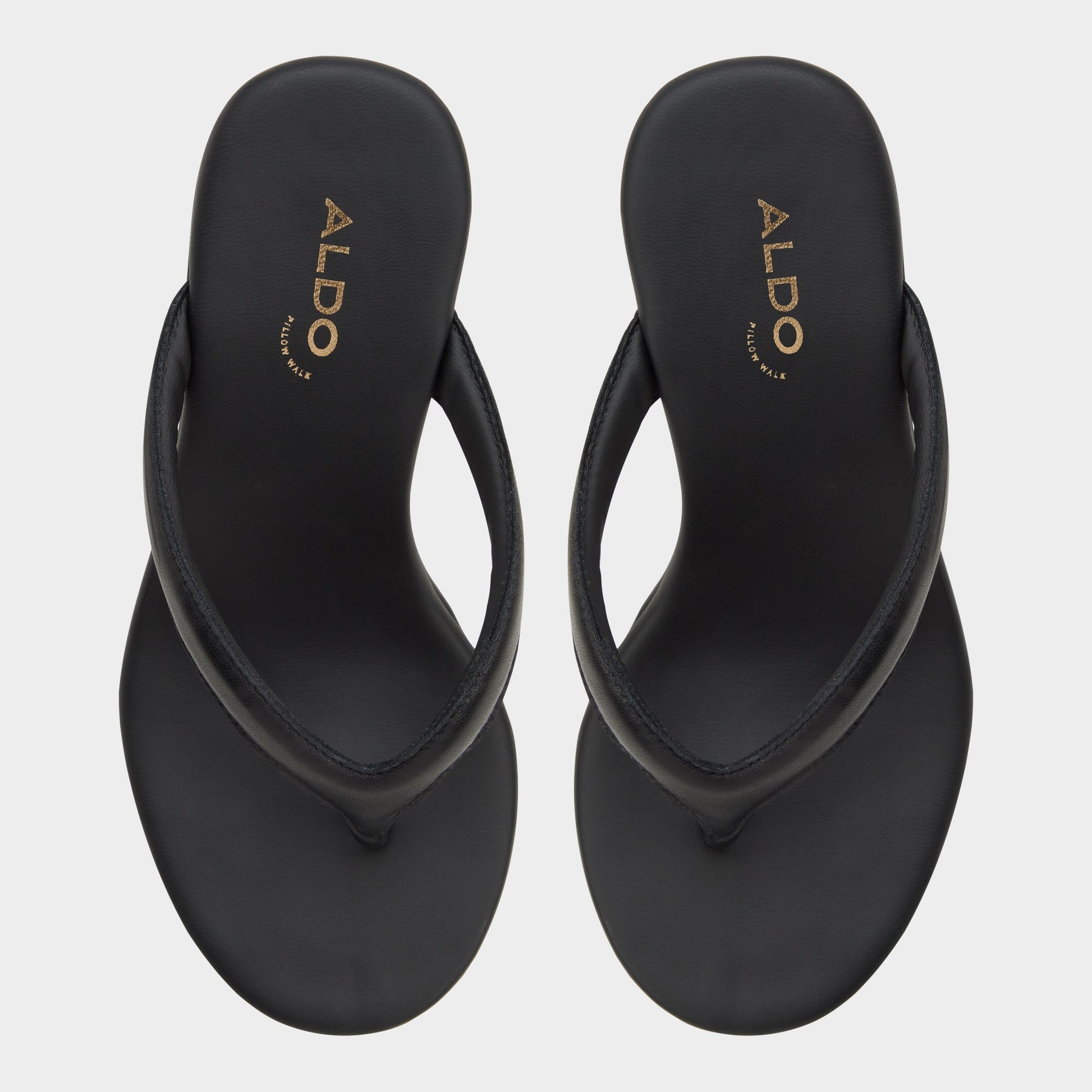 Top-down view of the Black Isabelia Wedge thong sandal