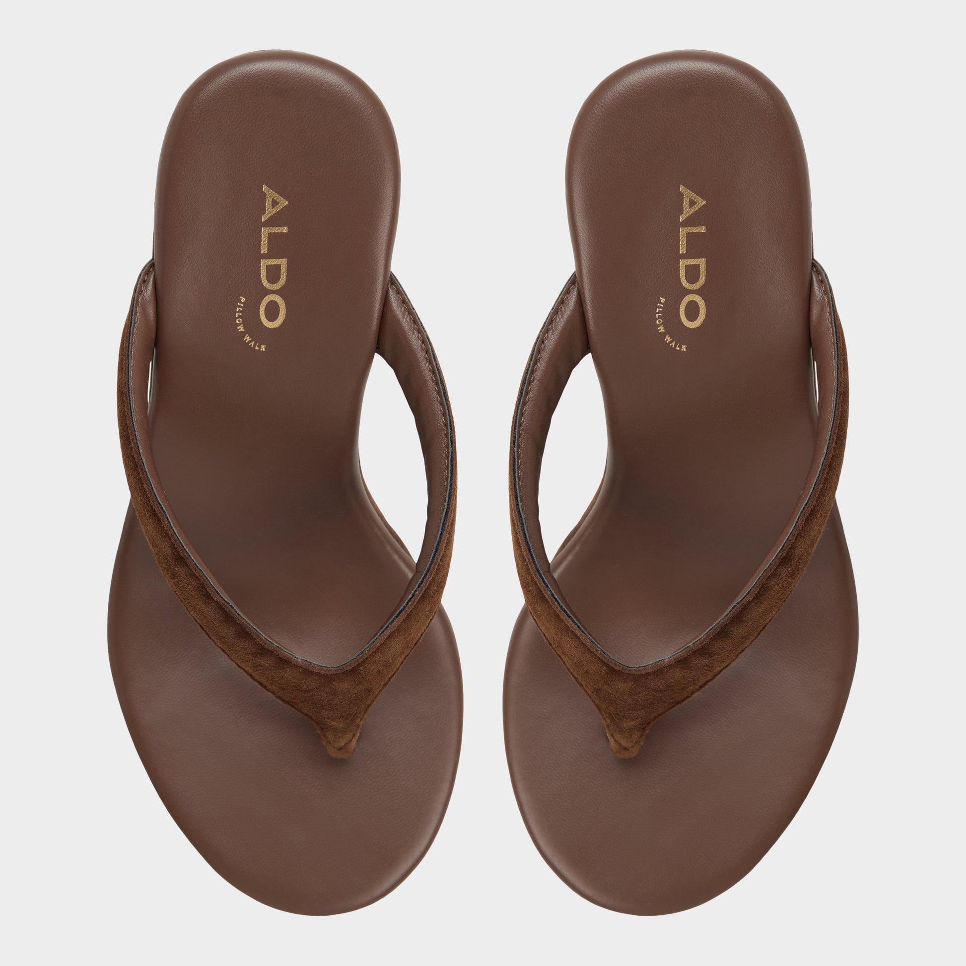 Top-down view of the Dark brown Isabelia Wedge thong sandal