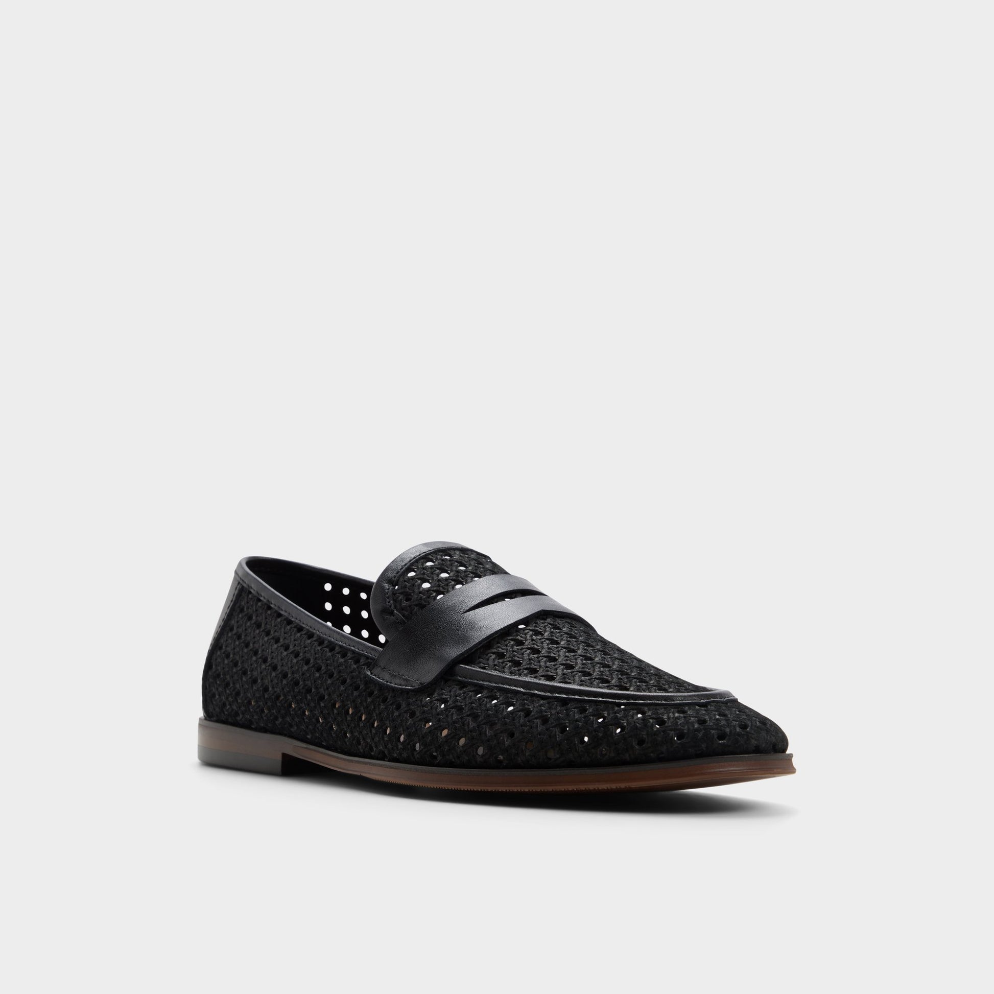 Three-quarter angle of Black Mescal Loafer's front side