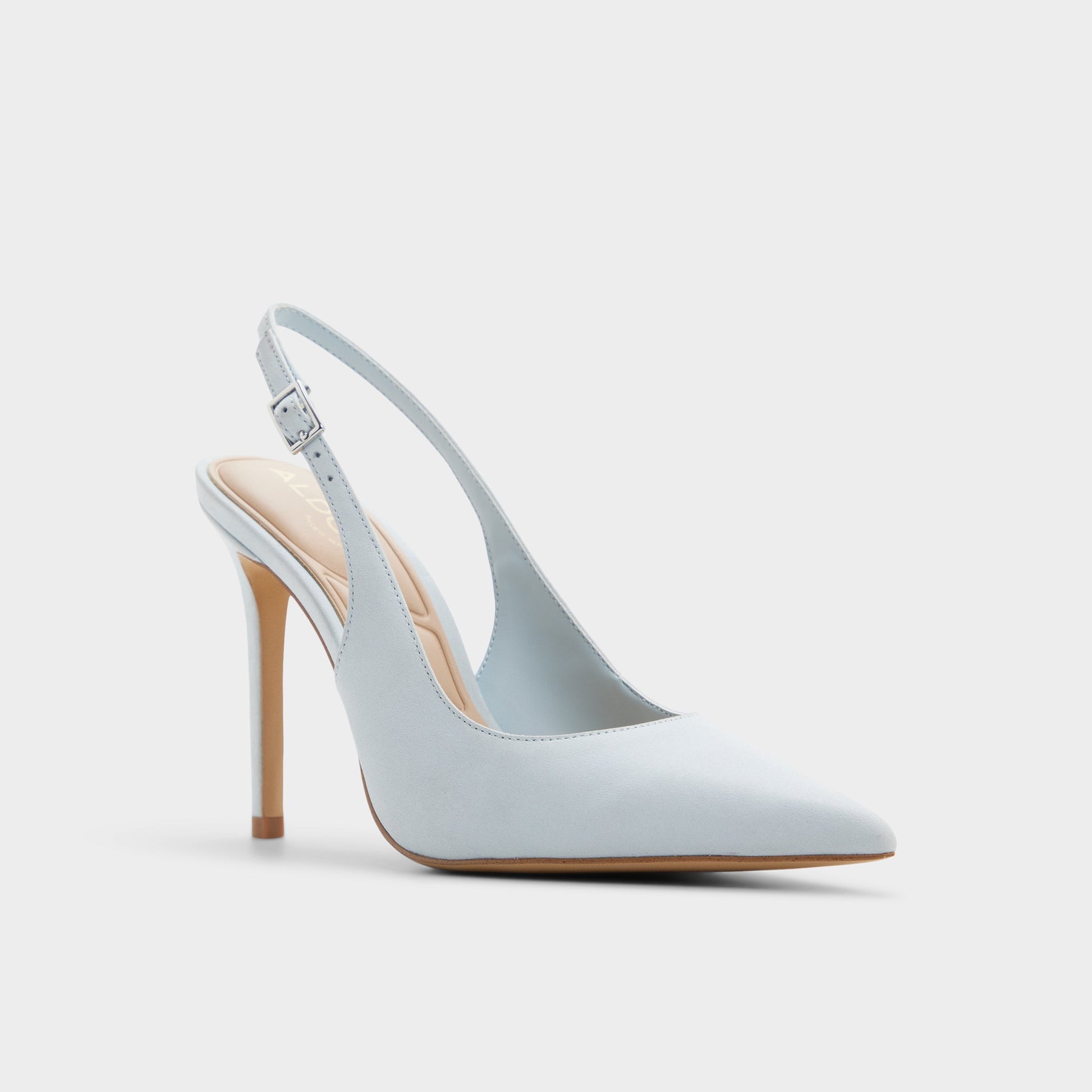 Three-quarter angle of Light blue Stessysling2.0 Slingback heel's front side