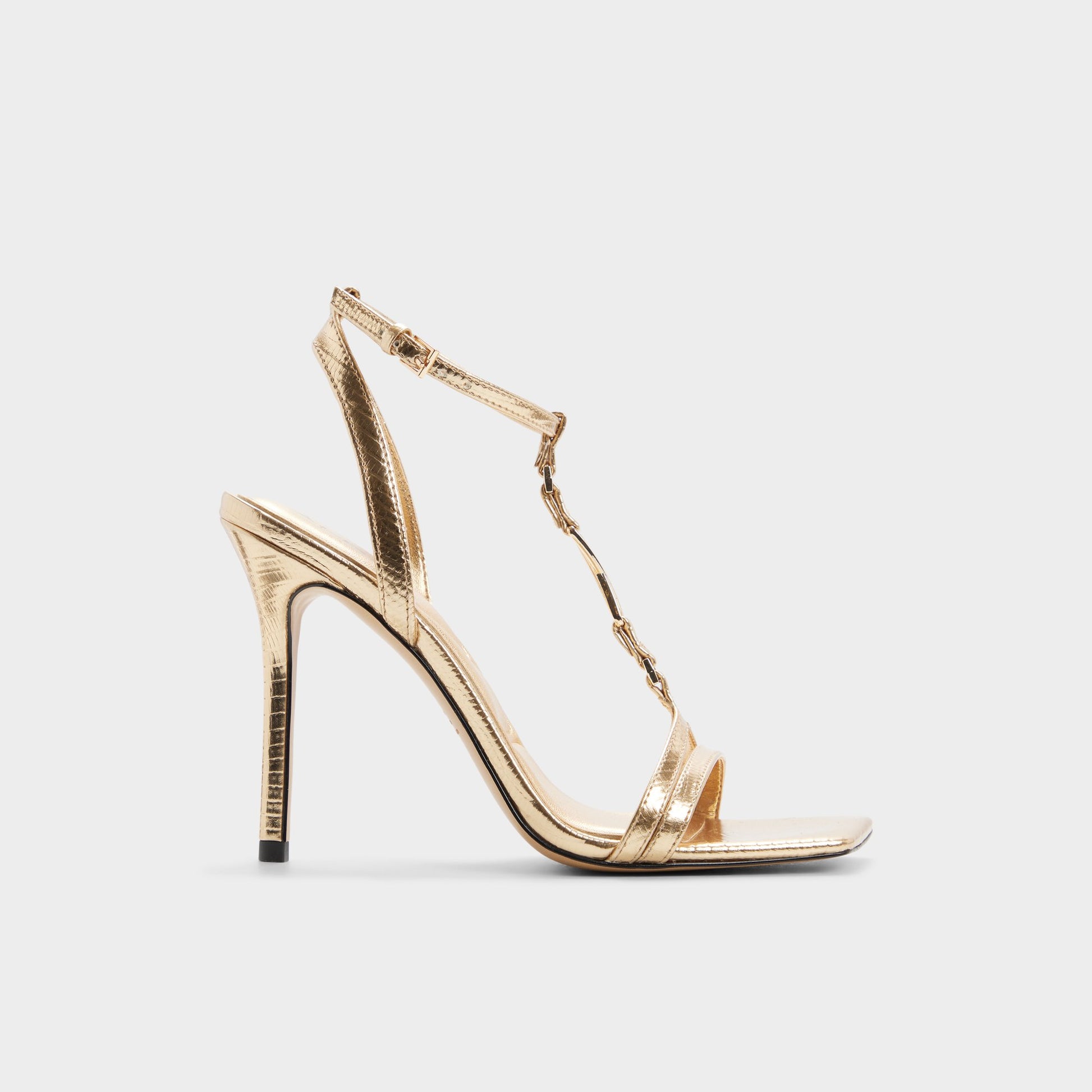 Main View of Gold Morly T-strap heeled sandal for Womens