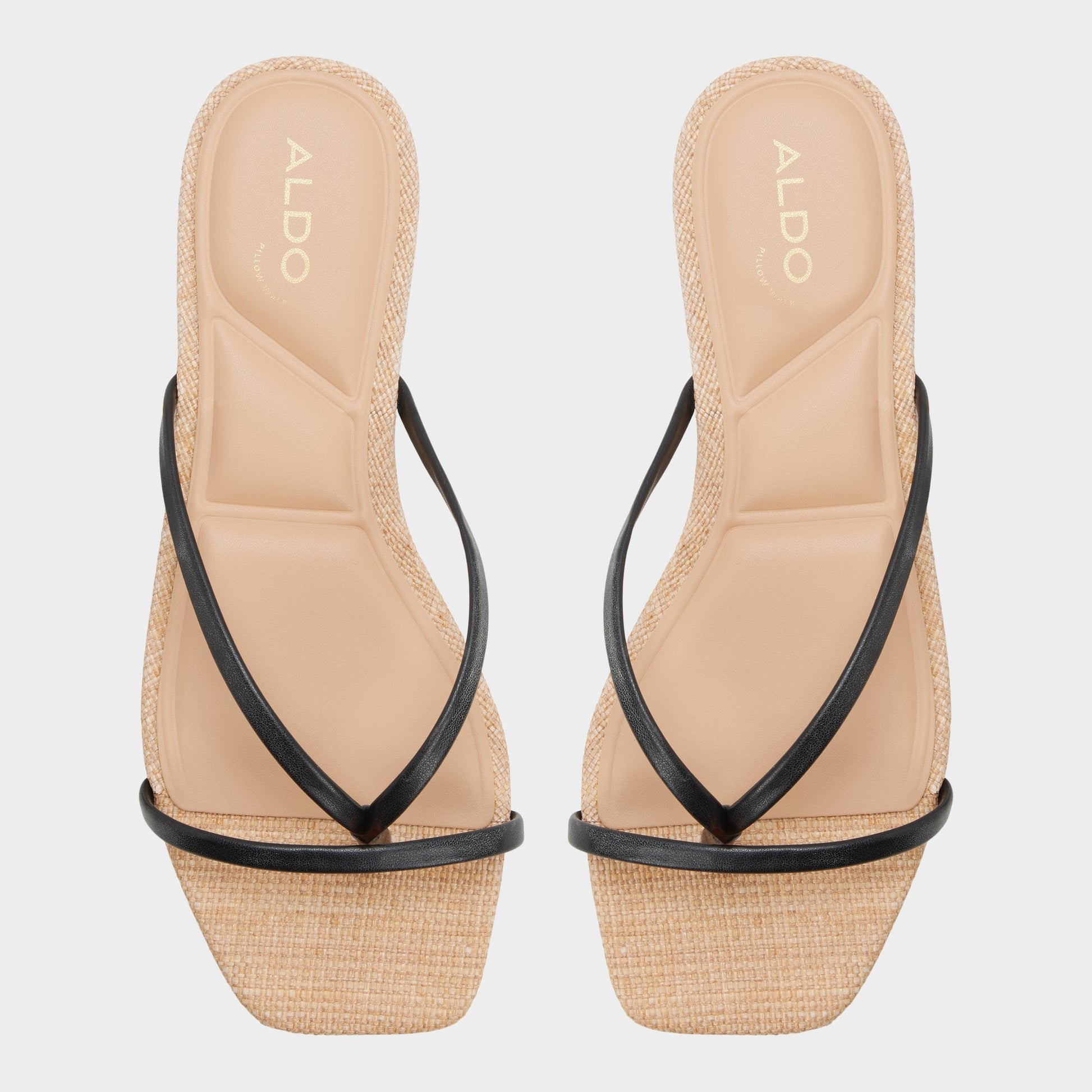 Top-down view of the Black combo Stivie Flip flop