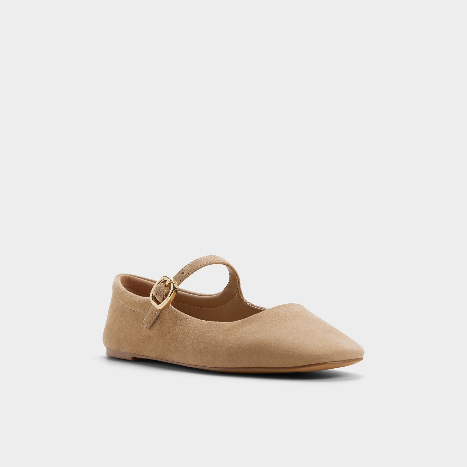 Three-quarter angle of Beige Maryjenna Ballerina's front side