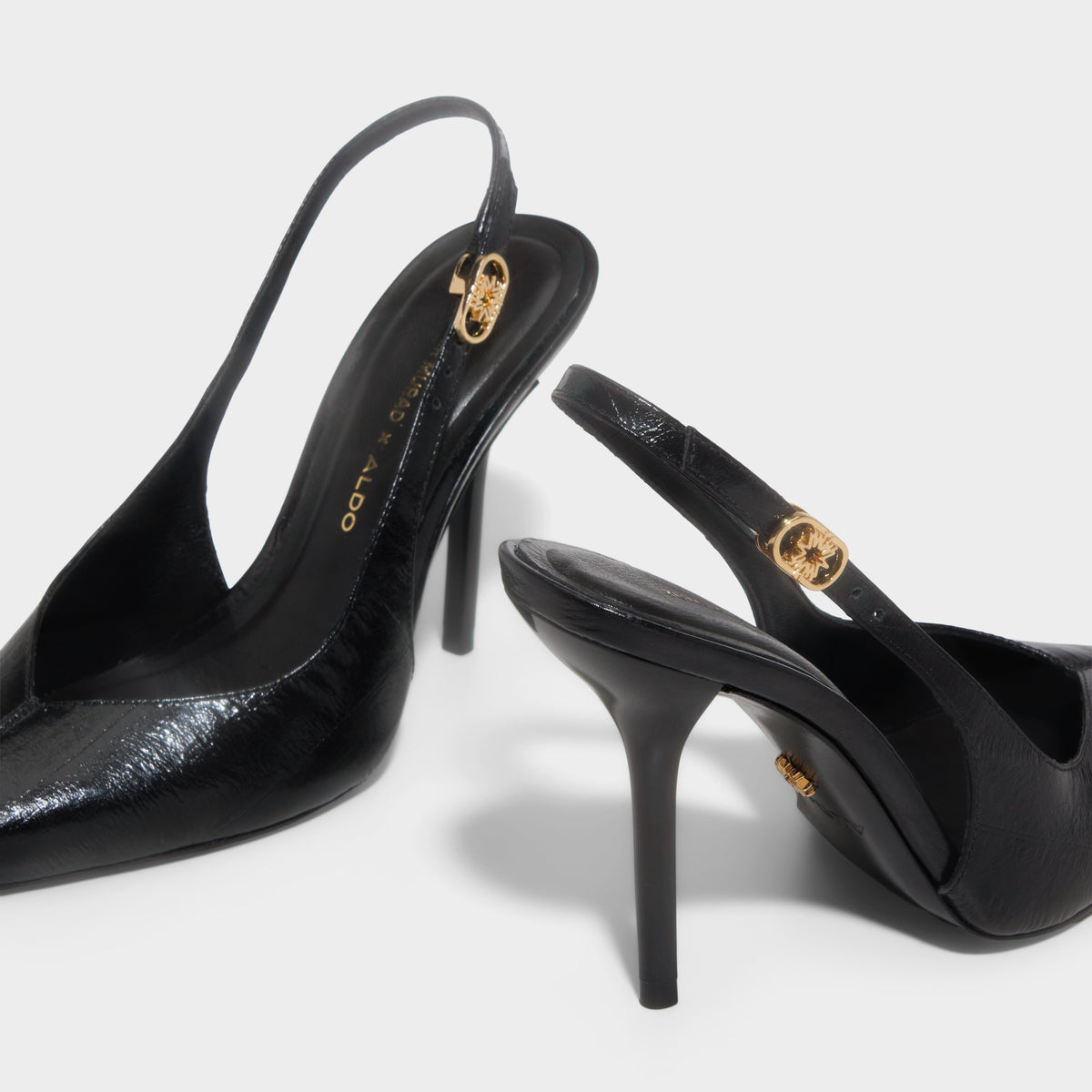 Highlighted view of a pair of Black Zuhair Murad x ALDO Slingback Heel s