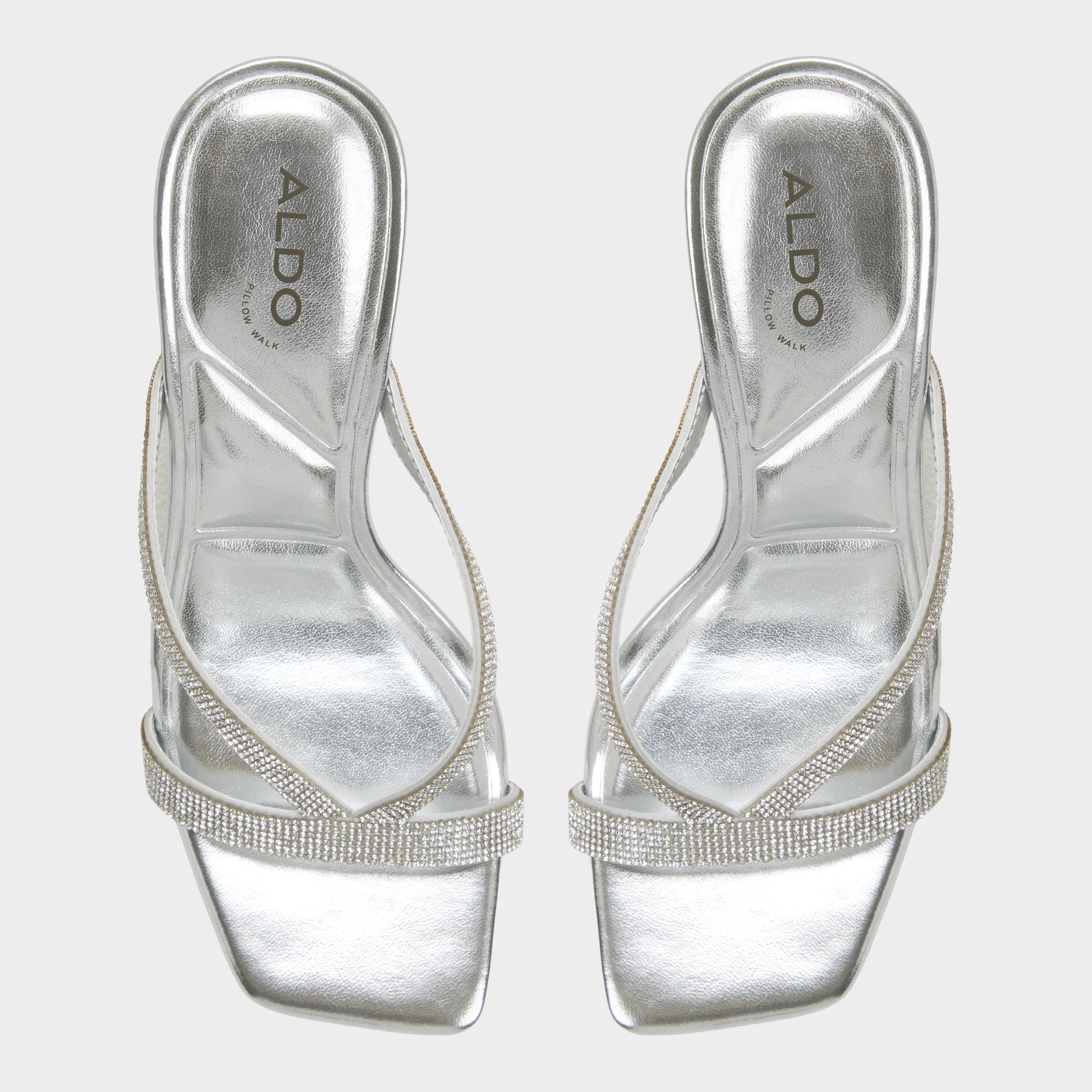 Top-down view of the Silver Enalen Heeled mule