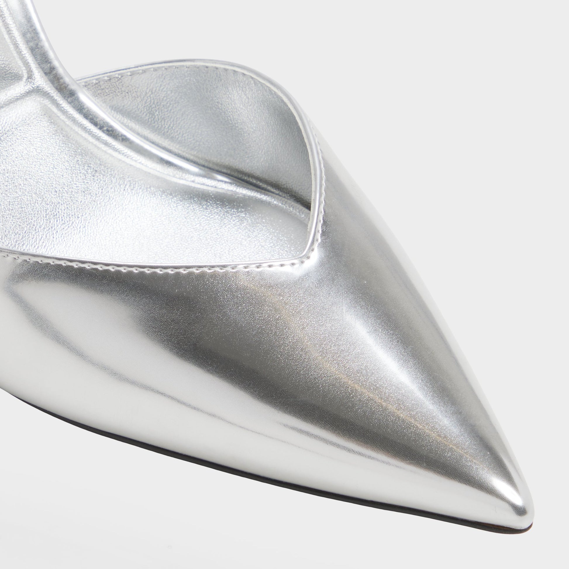 Close-up of the Silver Carolling Strappy heeled shoe